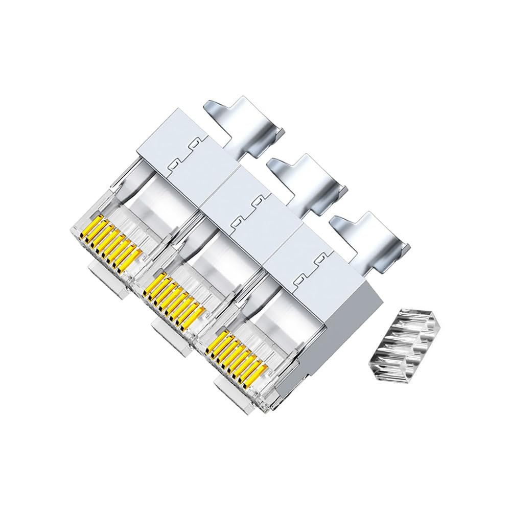 50 PCS Cat7 Cat7A RJ45 Connectors Shielded 8P8C 10Gbps Ethernet Plugs Silver