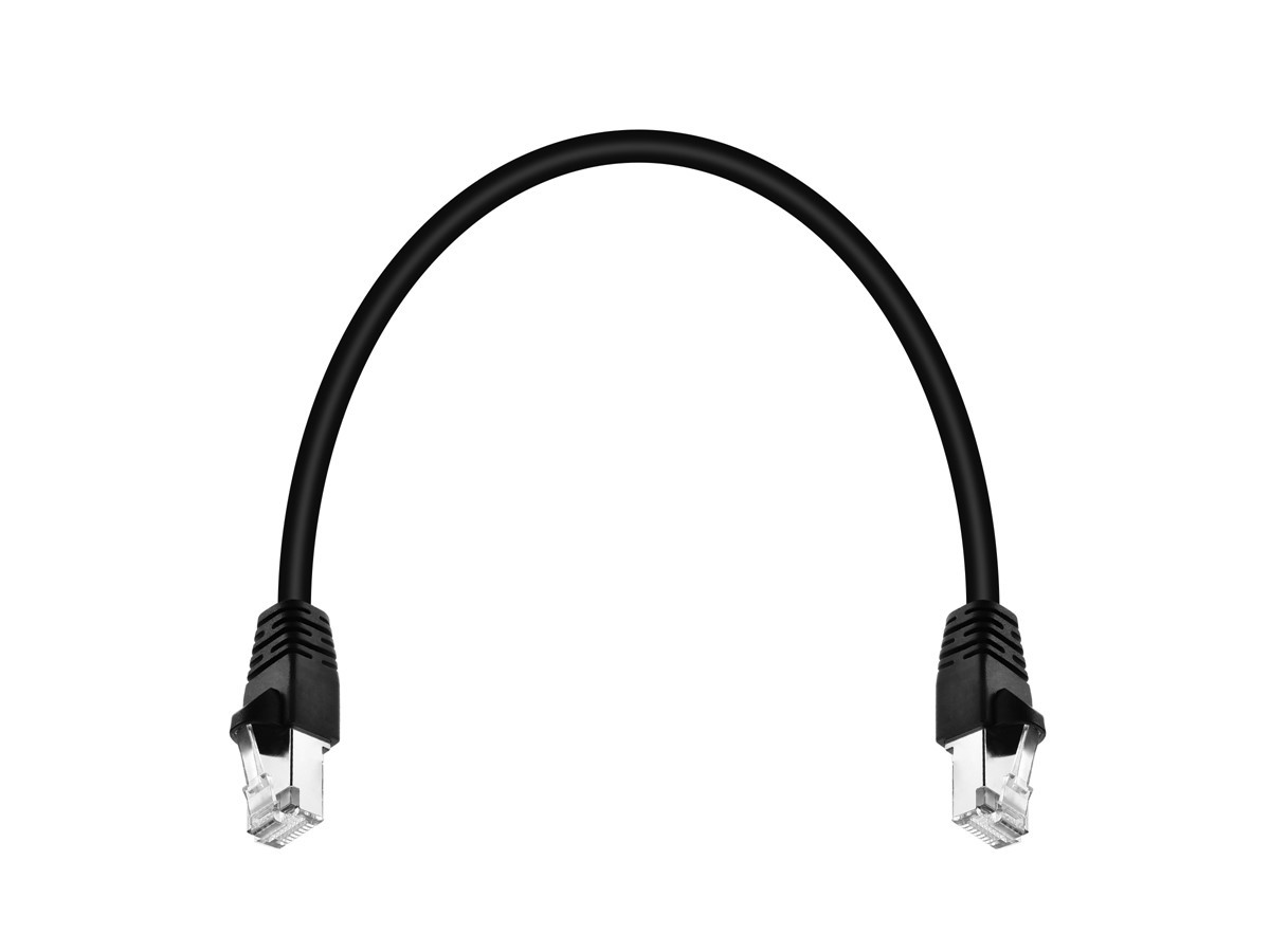 Cat6A Ethernet Patch Cable Network Internet Cord RJ45 STP 10G 26AWG 1ft Black