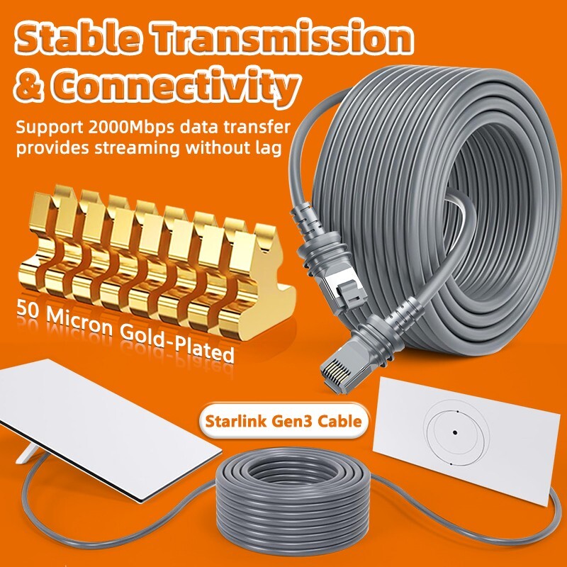 9M 30M 46M Standard Starlink Gen 3 Cable Extension Starlink Ethernet Cable