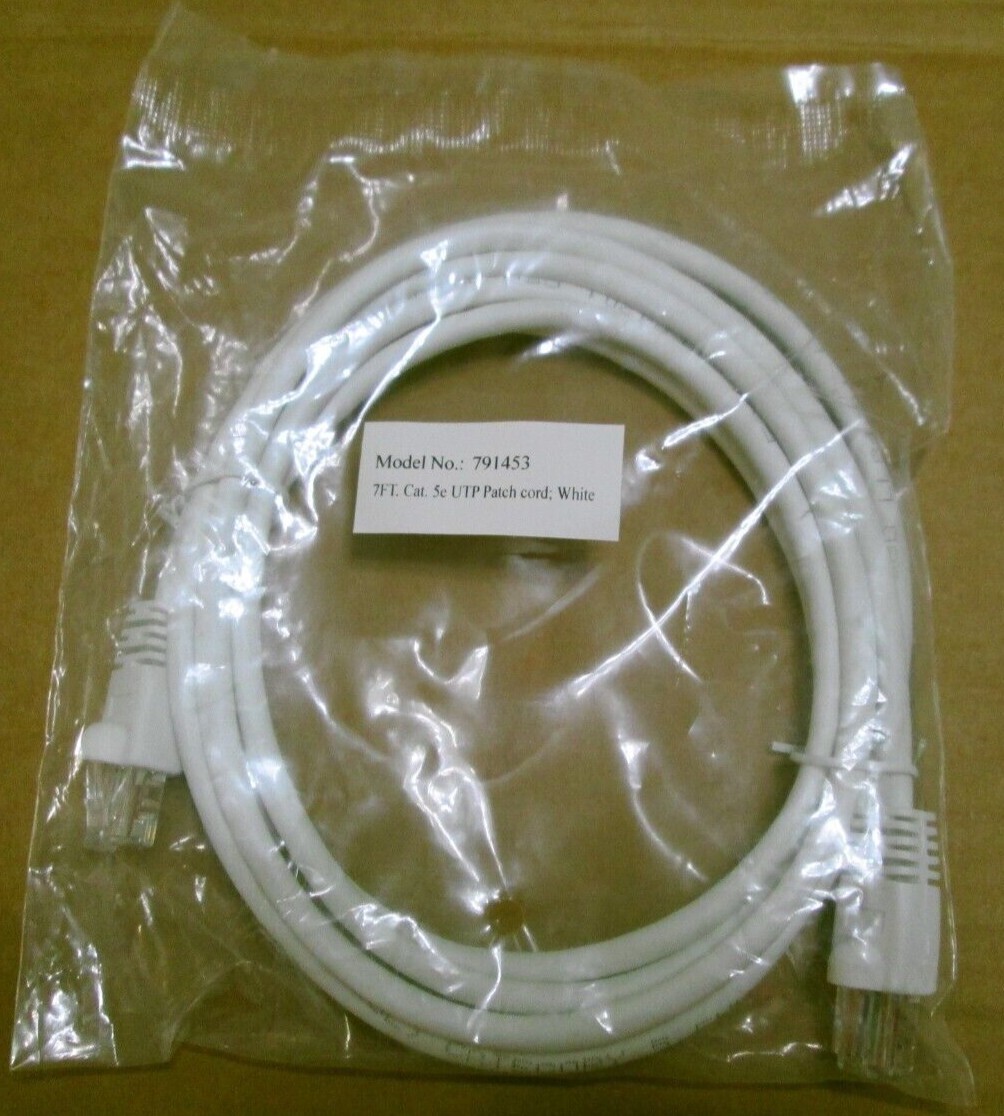 1pc 7 Ft. CAT5e New Cable Ethernet UTP Patch Cord Internet White Model 791453