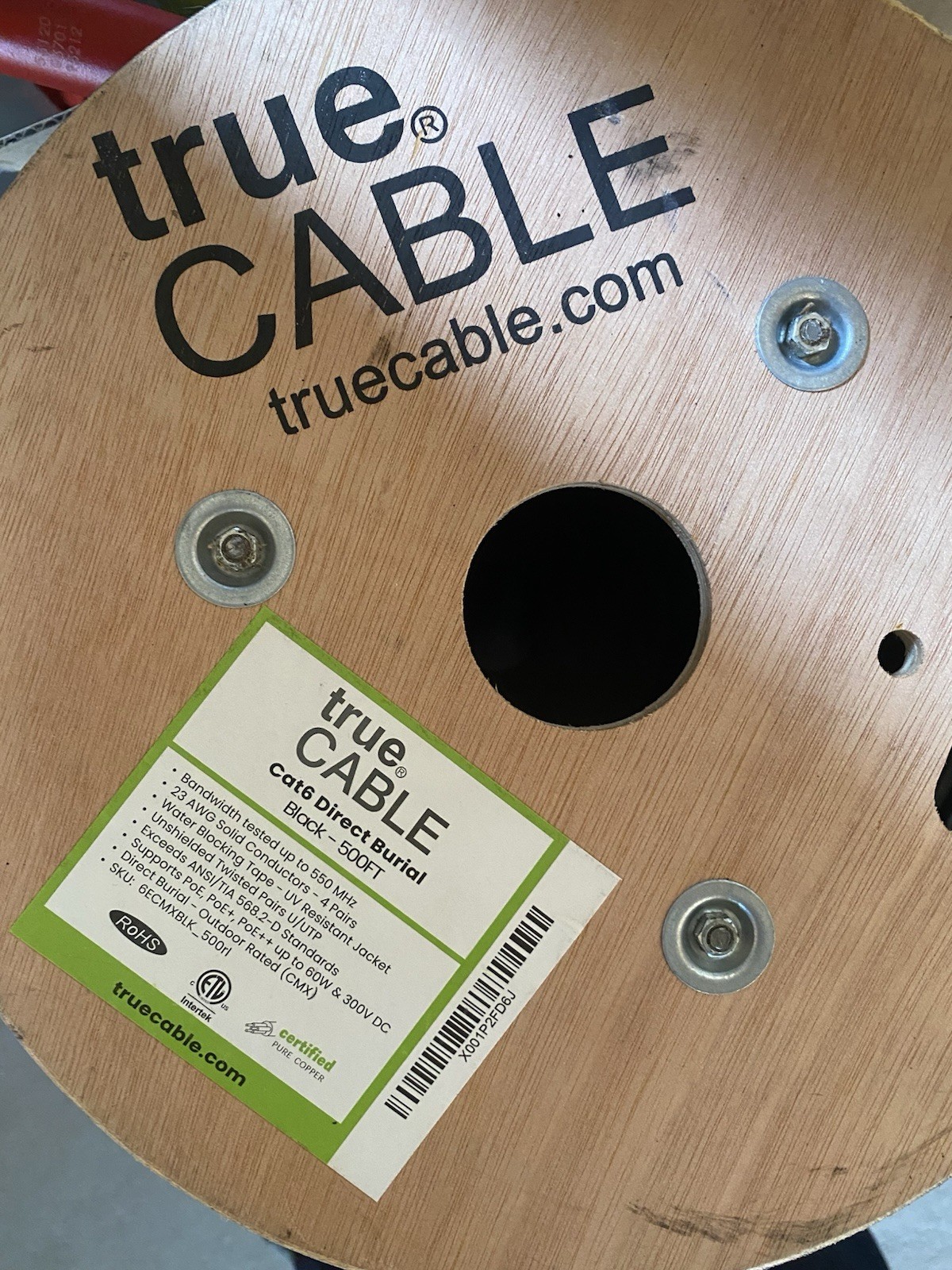 True Cable Cat6 Direct Burial Outdoor Ethernet Cable Pure Copper. Roughly 400ft.