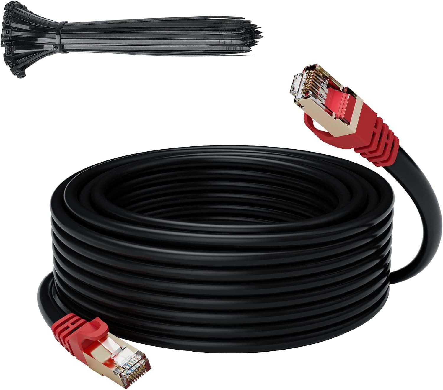 Cat 6E Cat 7 Outdoor Ethernet Cable 50 FT,Adoreen 10Gbps Heavy-Duty Shielded Int