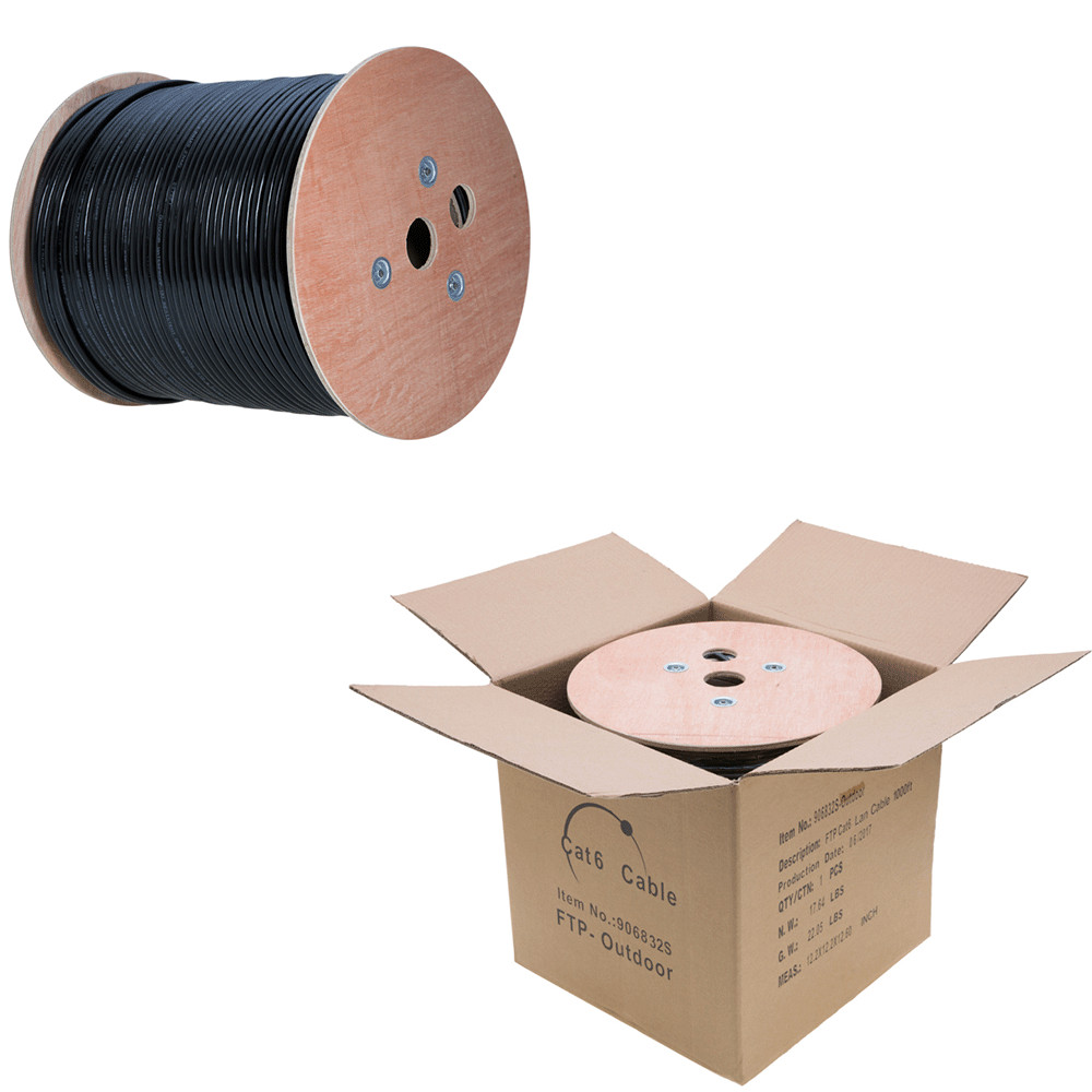 CAT6 Outdoor Cable Solid Copper Direct Burial UV Waterproof Network LAN 1000FT