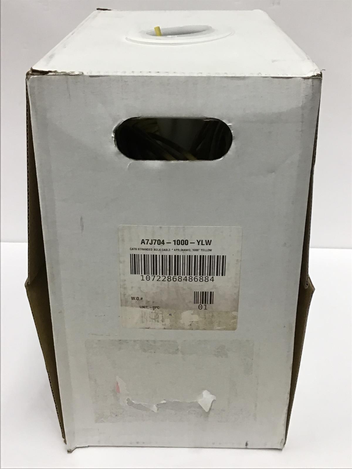 Belkin Cat6 Cable 1000′ Yellow Stranded 24AWG Bulk 4PR A7J704-1000-YLW