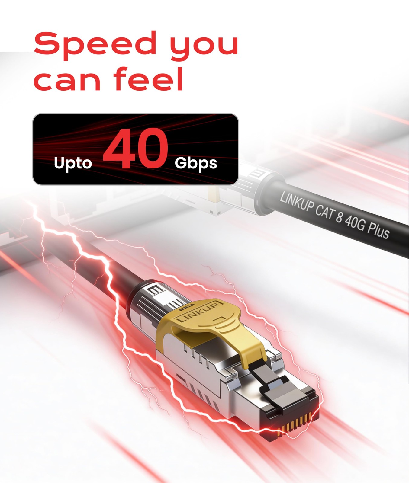 LINKUP Cat 8 Ethernet Cable | Long Internet Cord | High Speed 3.3ft, Black