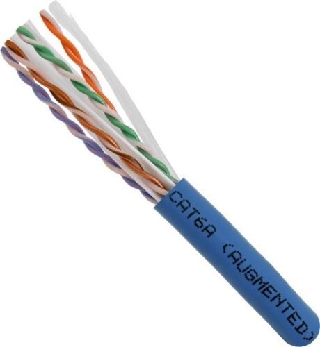 PLENUM CAT6A 10G Solid-Bare Copper Bulk Cable BLUE 100,200,300,400FT