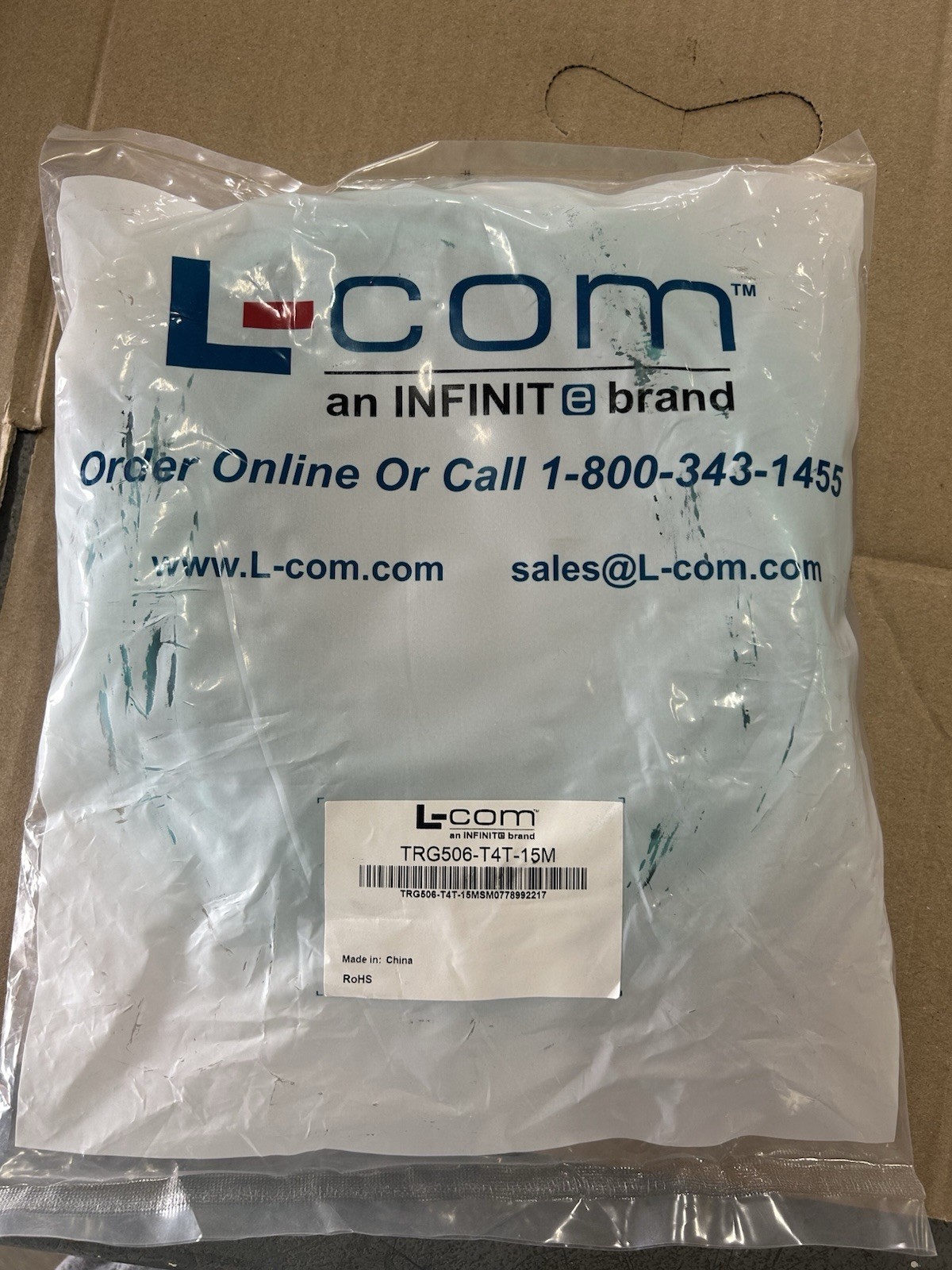L-com TRG506-T4T-15M 15M Blue RJ-45 Ethernet Cable RoHS Compliant