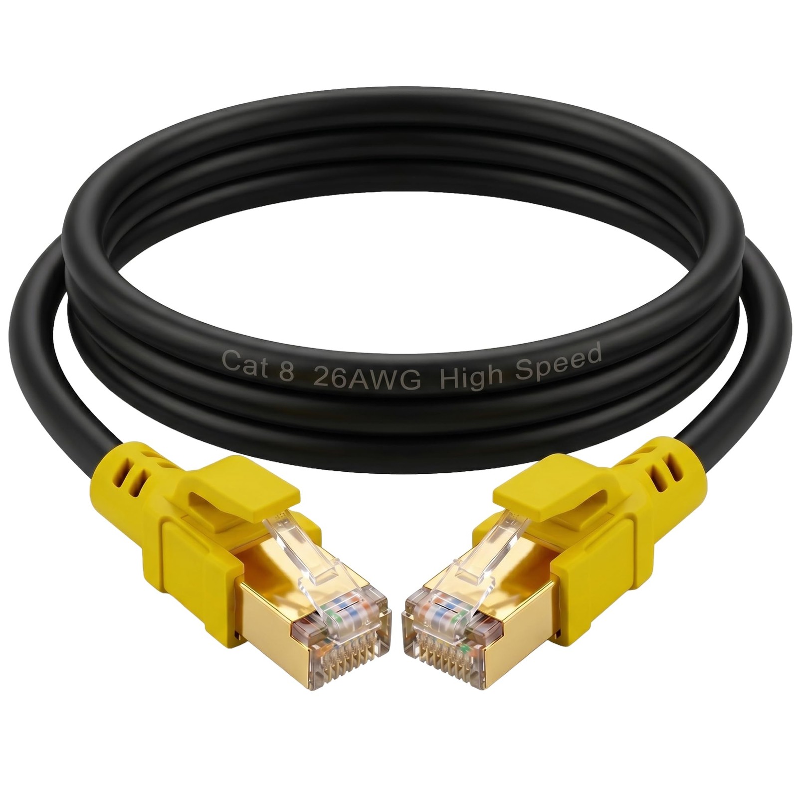 Nanxudyj Cat 8 Ethernet Cable 1.5 ft, 40Gbps 2000MHz High 1.5ft/0.5M, Black
