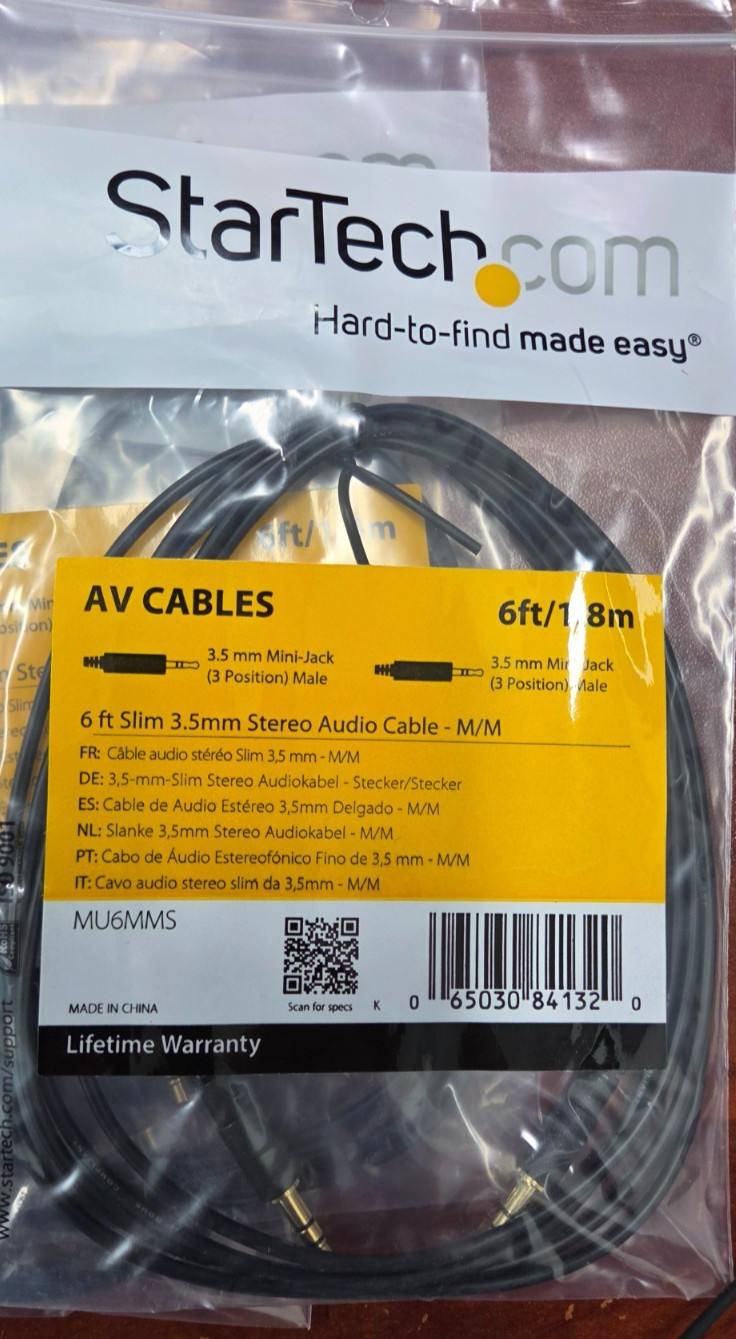 NEW – StarTech MU6MMS 6 ft Slim 3.5mm Stereo Audio Cable – Male to Male