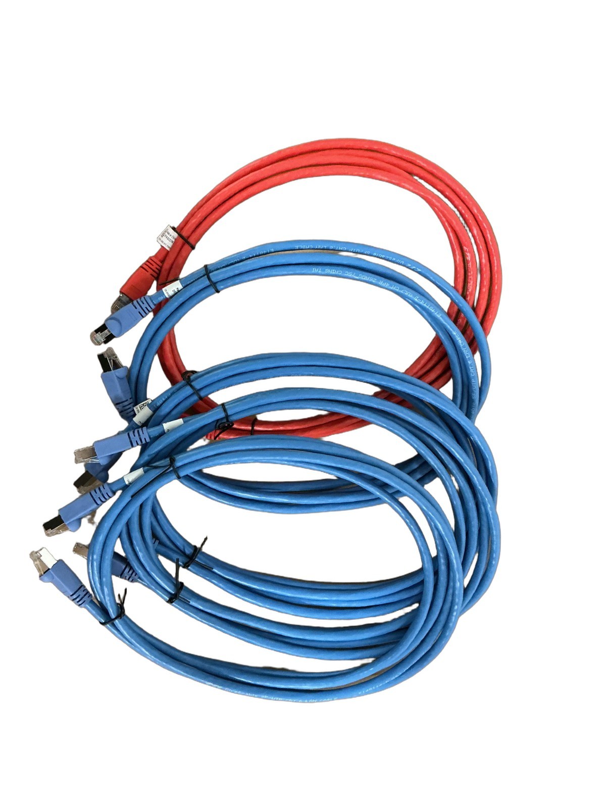 Cat6 26AWG 8ft Shielded (S/FTP) PVC CM Ethernet Patch Cable 4-BLUE 1-RED NEW!