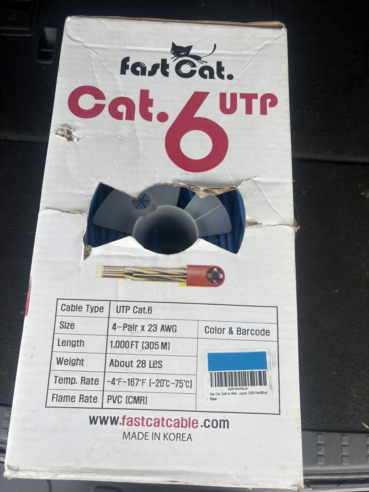 fast Cat Cat6 Copper Ethernet Cable 1000ft 23 AWG CMR 550MHZ / 10GB UTP LAN