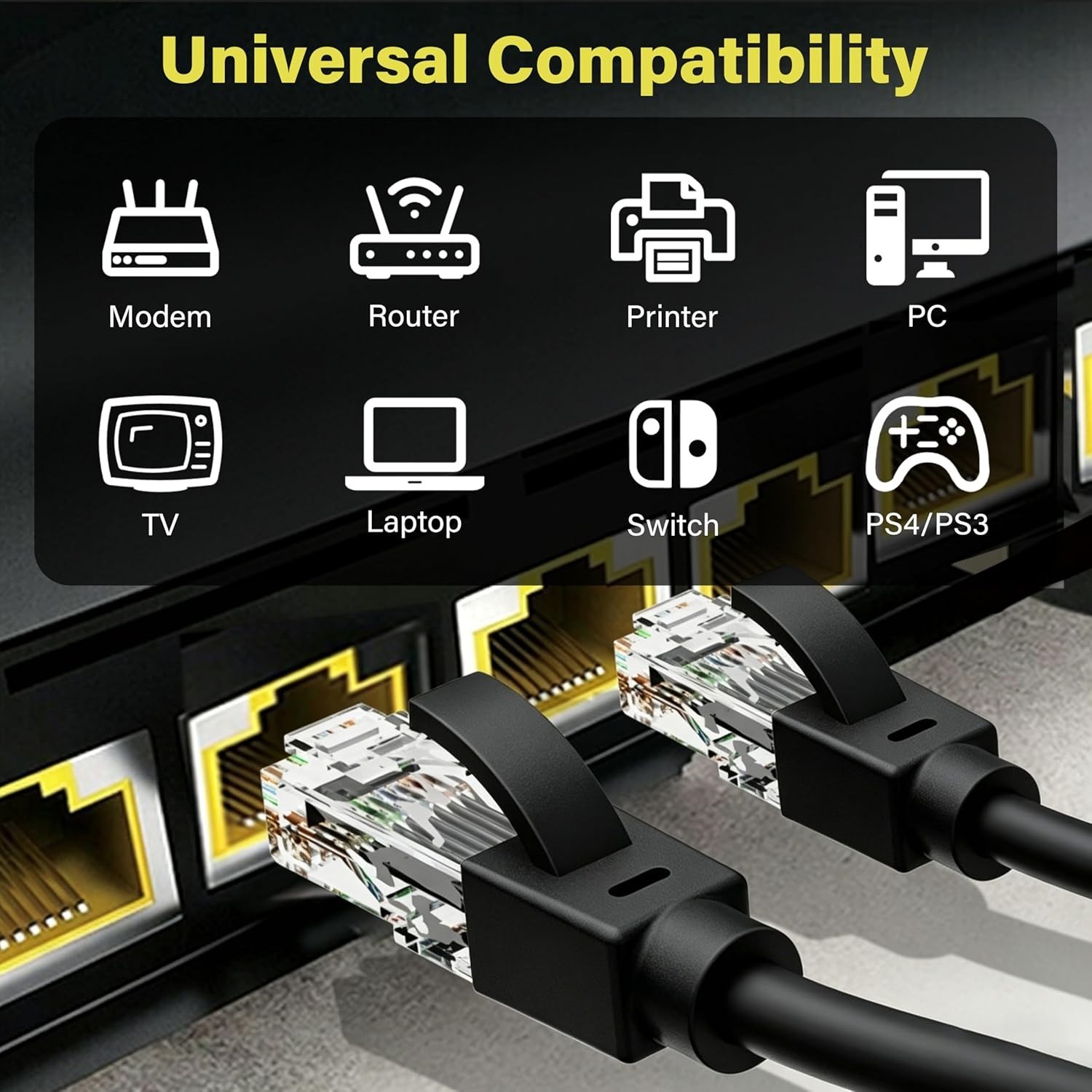 150ft Waterproof Cat6 Ethernet Cable Indoor Outdoor Heavy Duty 10Gbps