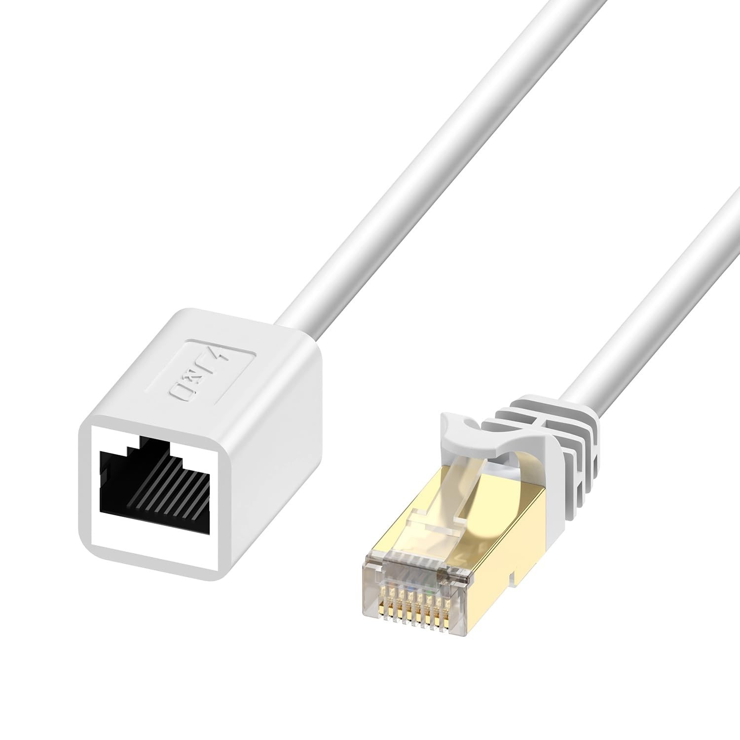 J&D Ethernet Extension Cable (1-Pack), RJ45 Cords Shielded Male to Female Cat 6