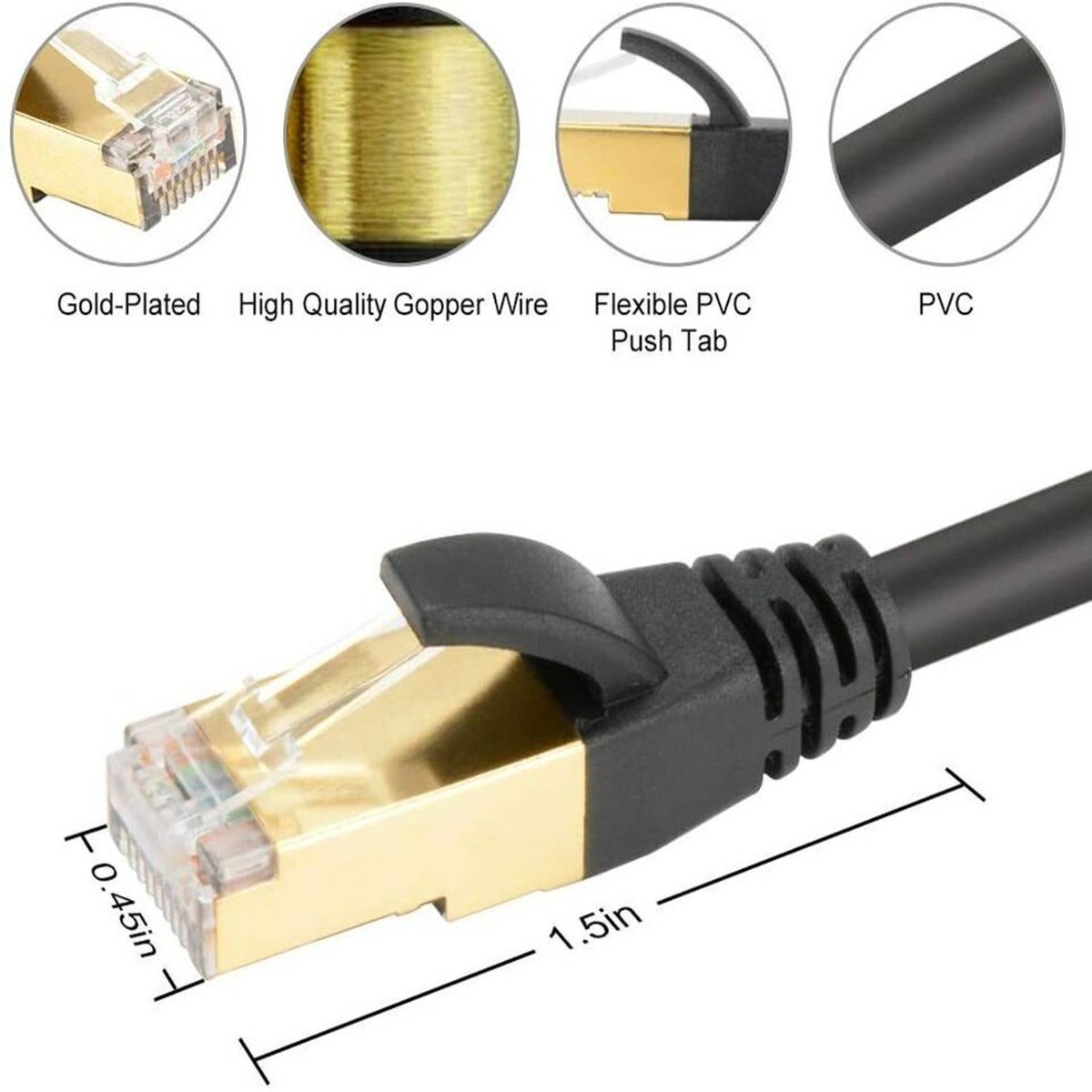 Cat 8 High Speed Ethernet Cable, Waterproof, 1PC