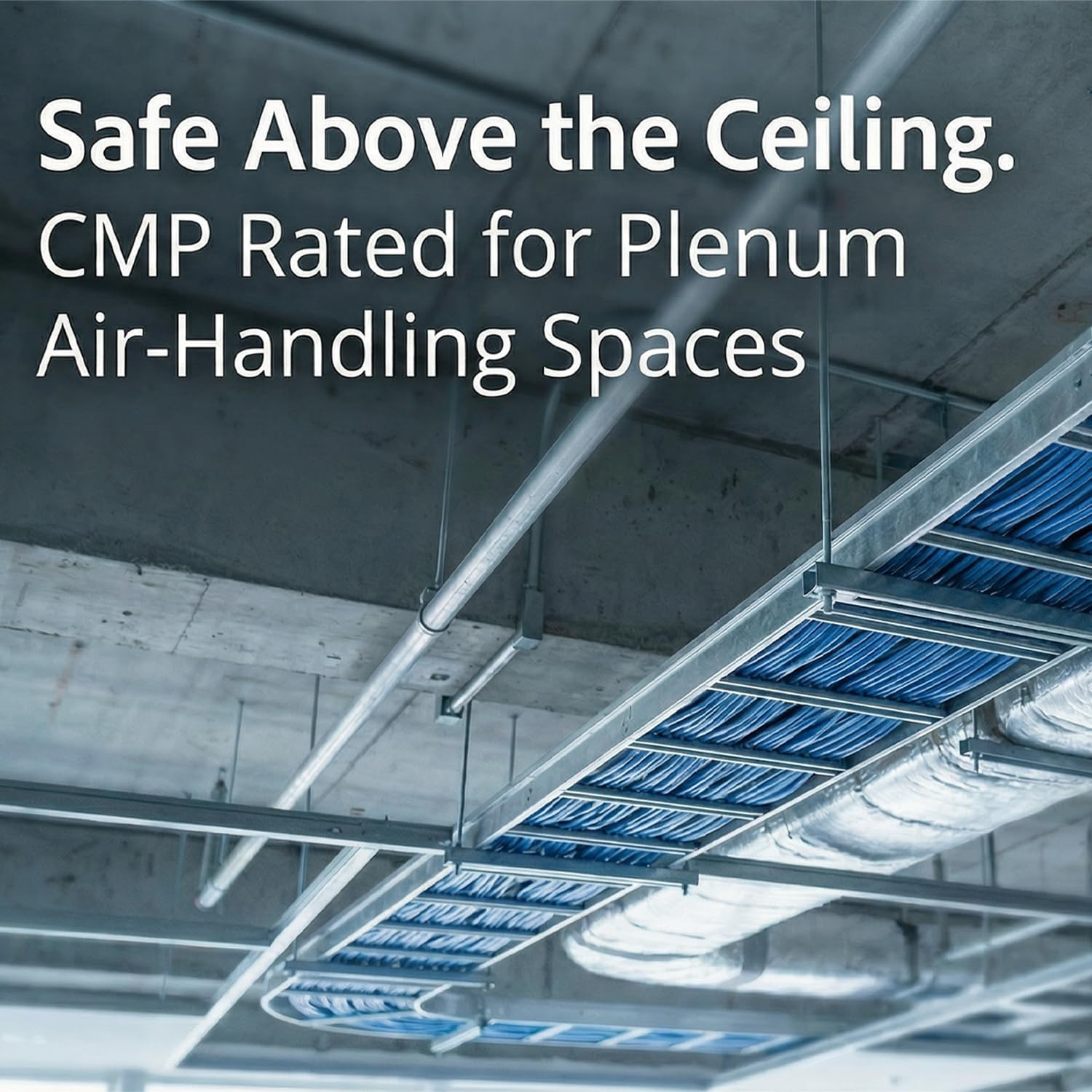 Tscables | Cat6A Plenum (CMP) 1000Ft, 750Mhz, Poe++ (4Ppoe) | 100% Solid Bare Co