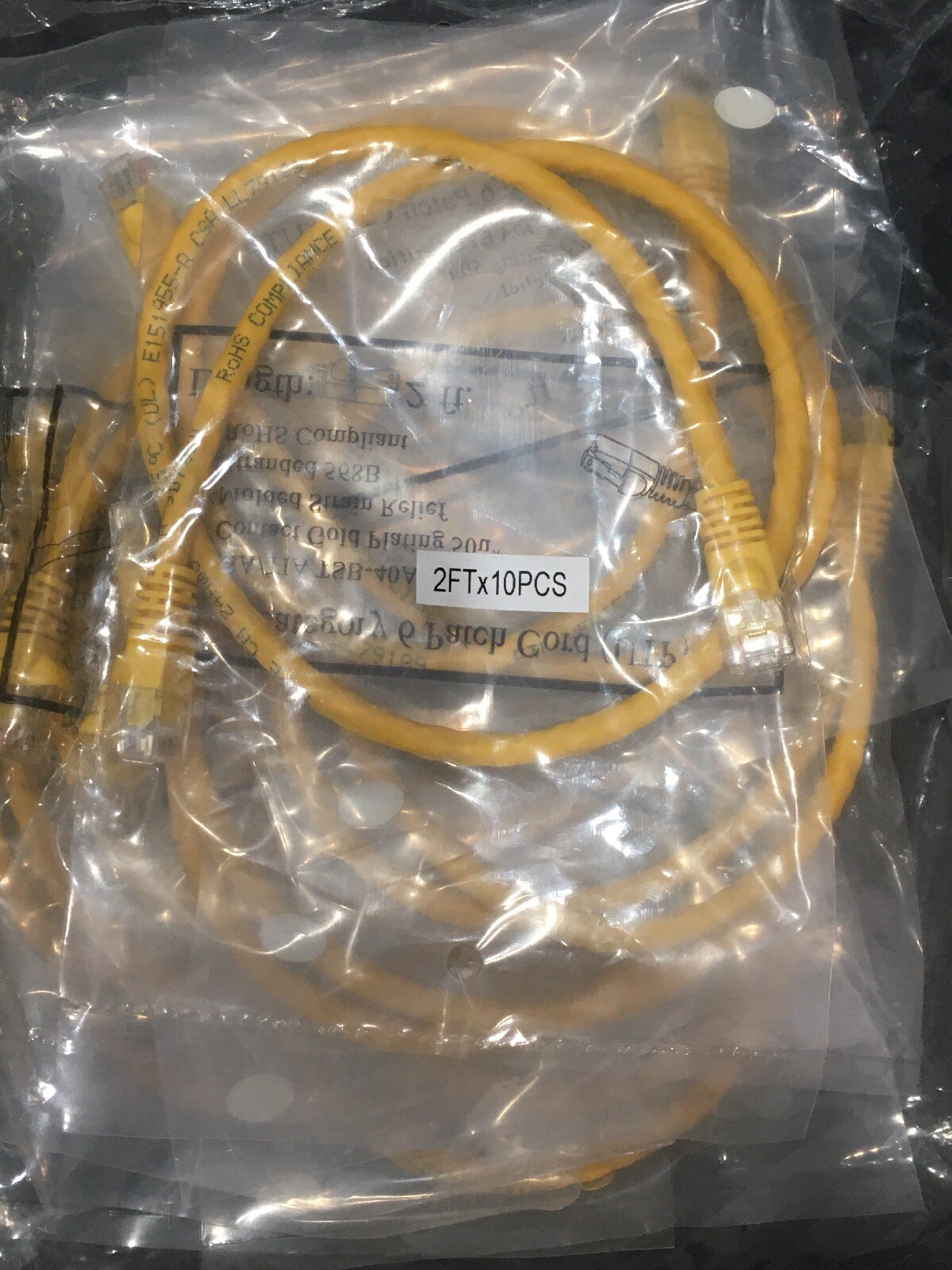 Cat.6 Patch Cable – Category 6 for Network 2ft Yellow. 10 Pack