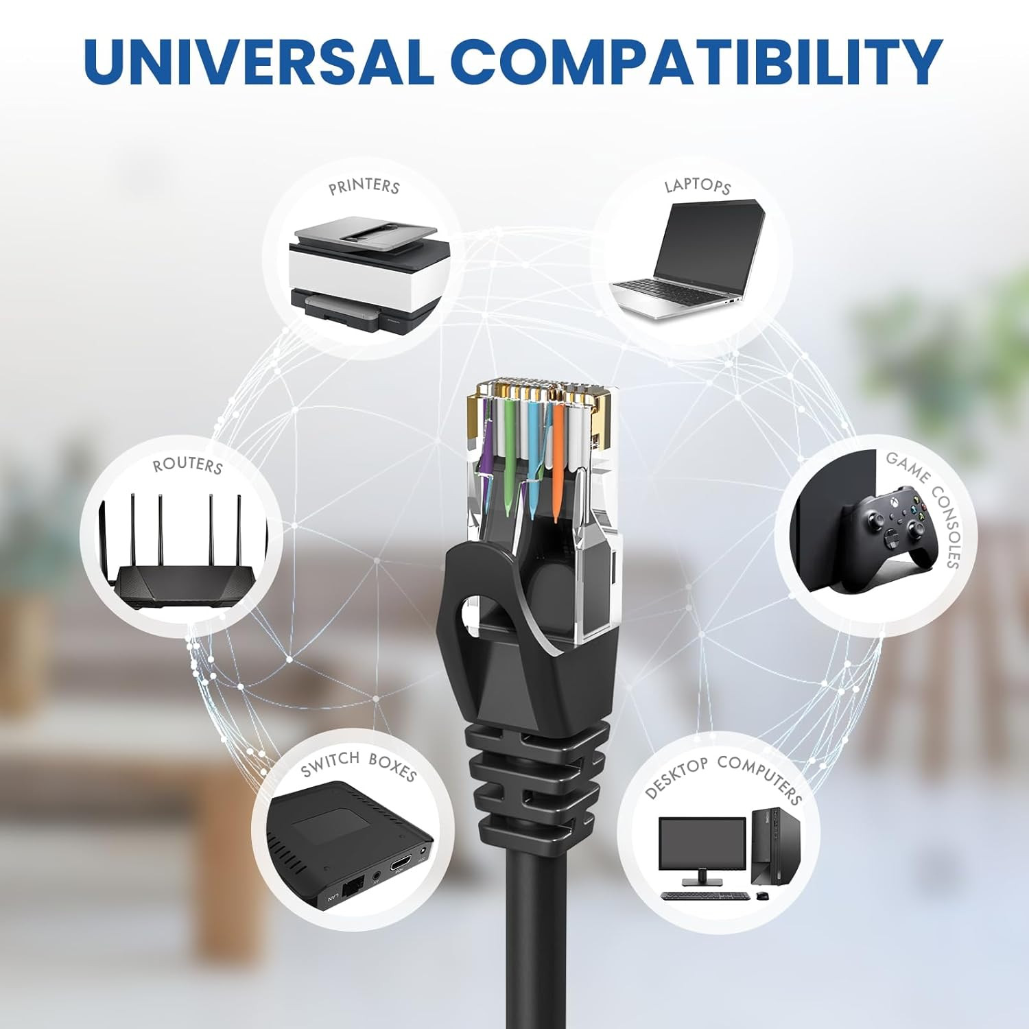 Cat6 Ethernet Cable 300 FT 10Gbps Long Cable, Black | Outdoor Indoor High