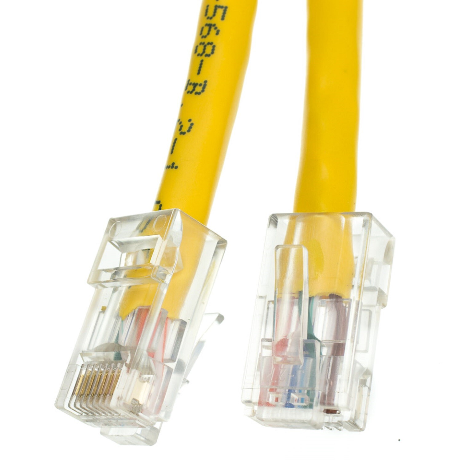 2 Network Patch Cables 10 Feet ea CAT5E Male Yellow 350MHZ RJ45 Non-booted