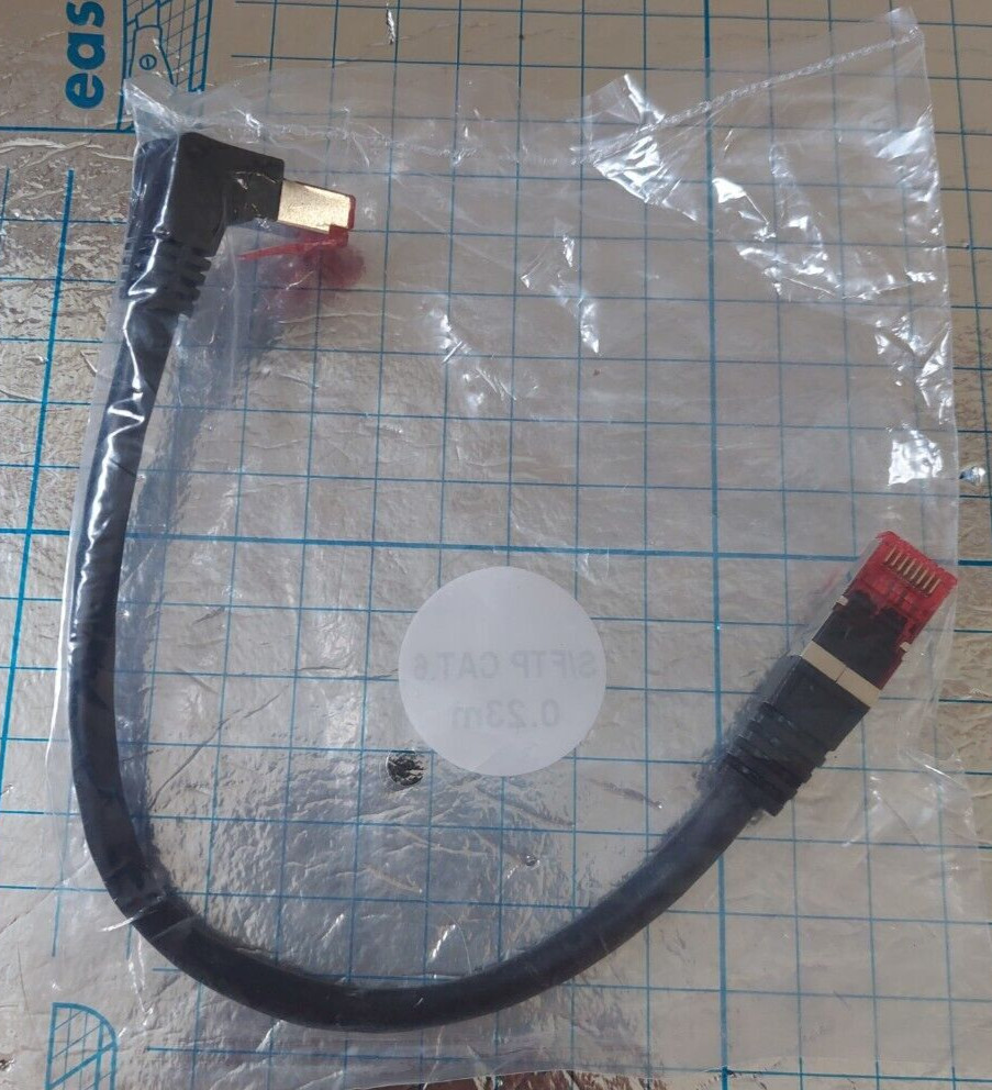 Cat6 Cable 90 Degree Right Angle Shielded S/FTP 0.23m 23CM .75FT Male To Male