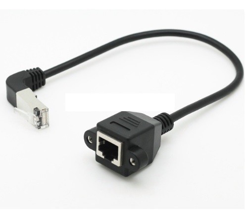 2pcs RJ45 Male Angled to Female Panel Mount Ethernet LAN Network Extension Cable