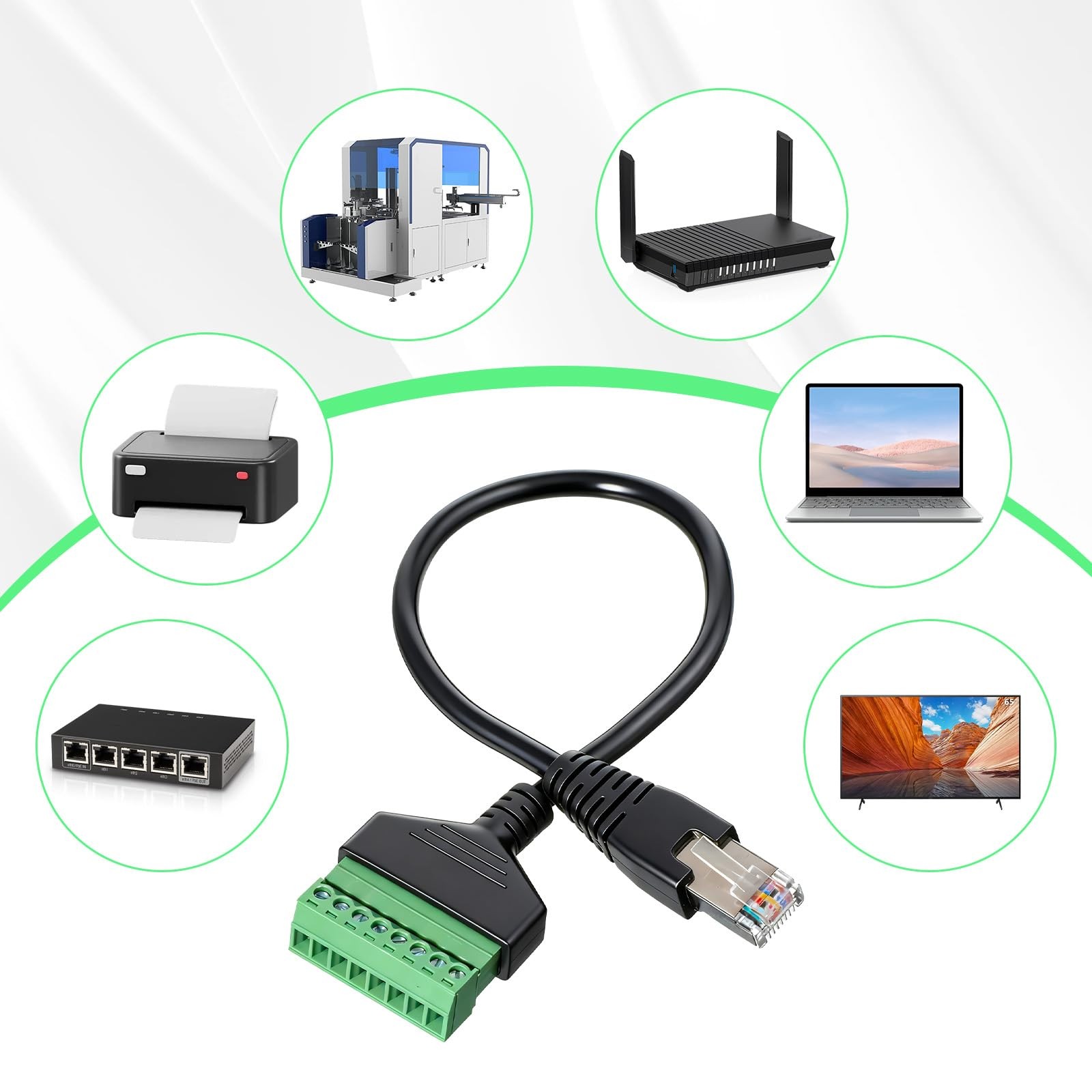 RJ45 Breakout Male 8 Pins Screw Terminal Ethernet Connector Adaptor 2 PCS