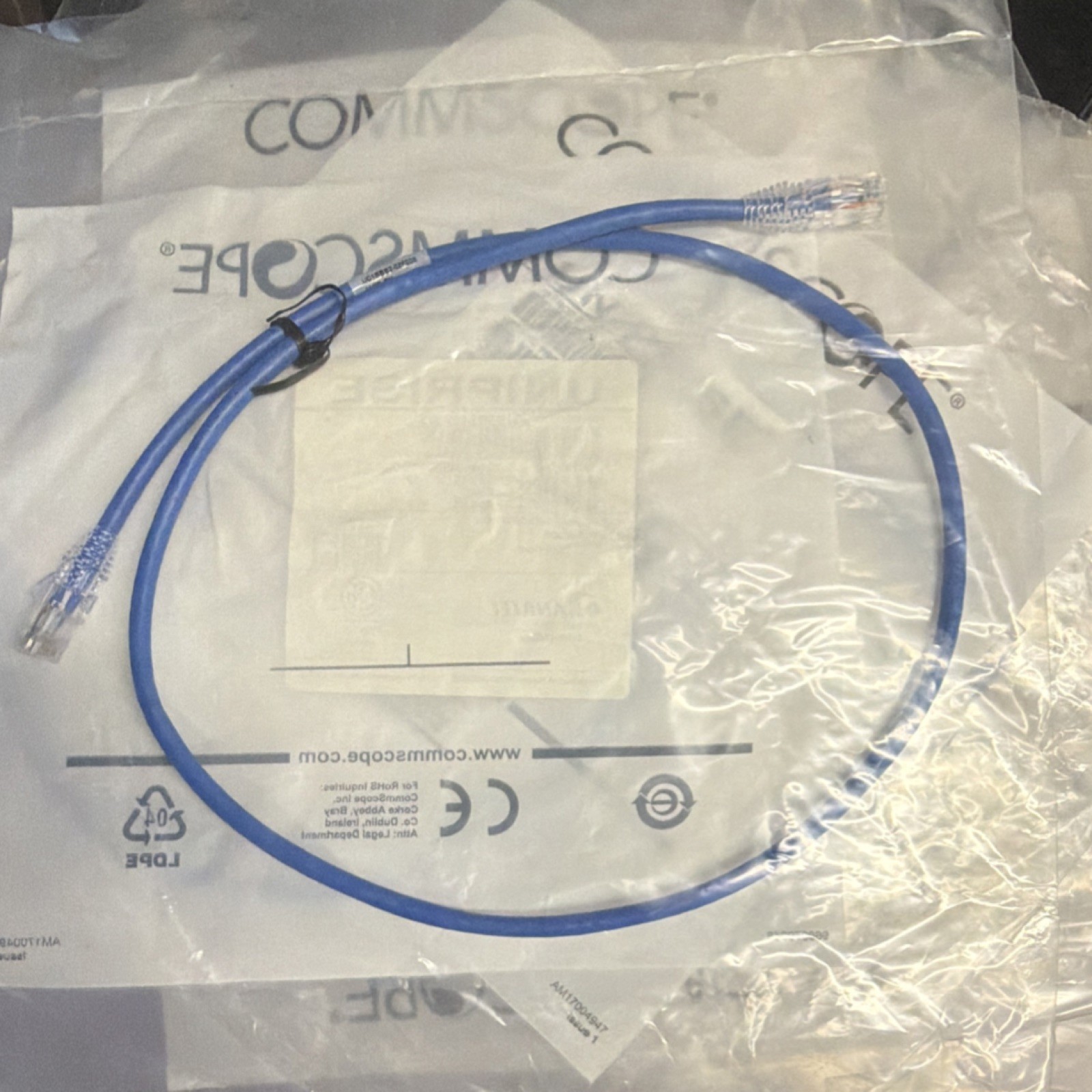 Patch Cable RJ-45 Male to Male Blue 3ft UNC6-BL-3F UNIPRISE