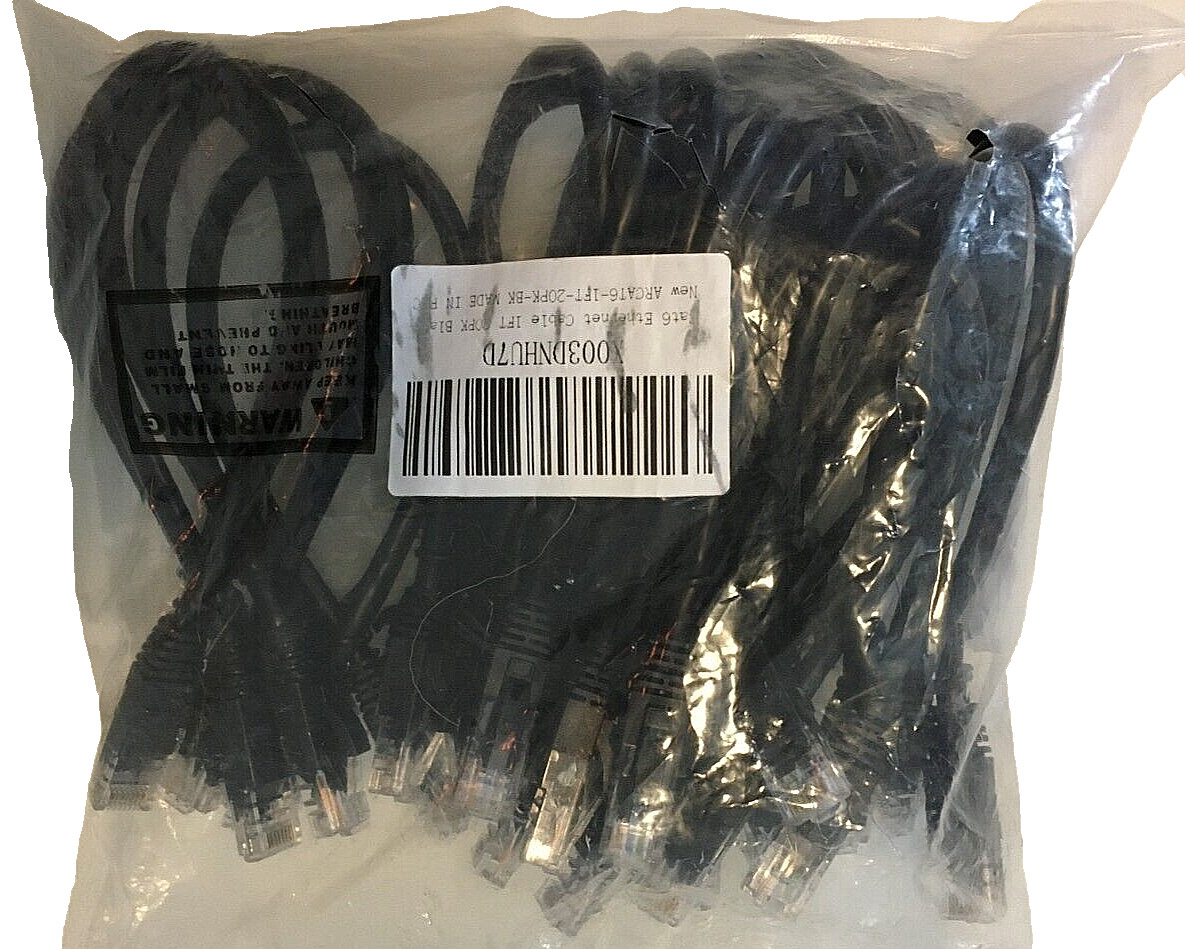 20 PACK CAT6 Ethernet Network Cable 1 ft (foot) Black