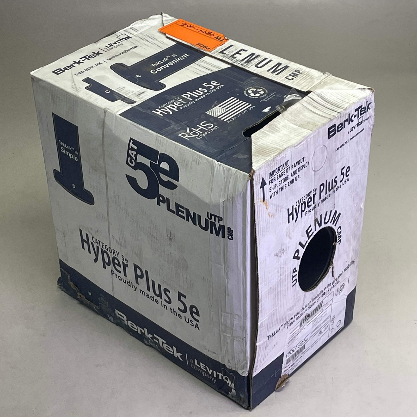 BERK-TEK Hyper Plus 5e Cat 5e UTP Cable 1000′ Blue 10032227