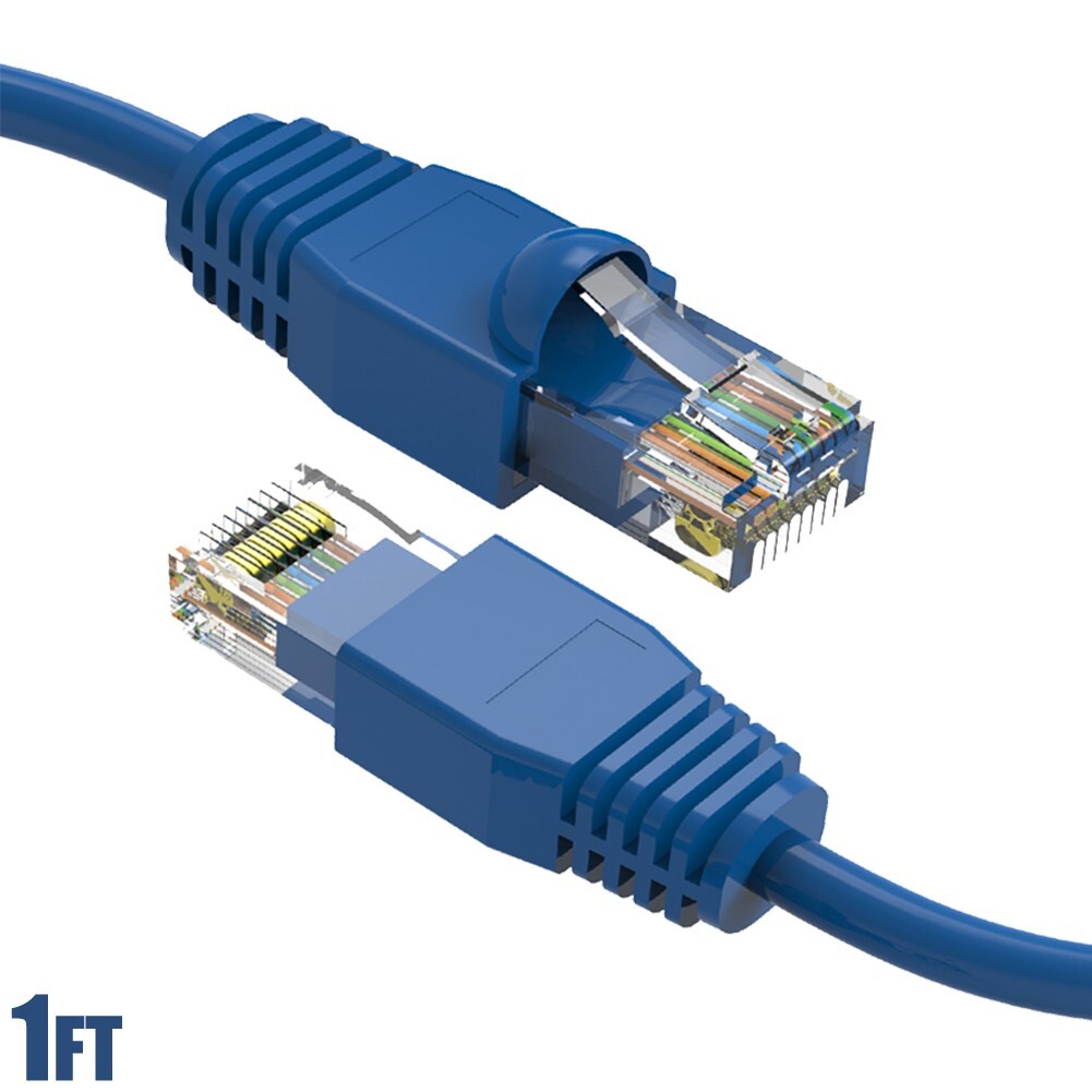 CAT6A RJ45 Network LAN Ethernet UTP Patch Cable Cord Gold 24AWG Copper Wire Blue