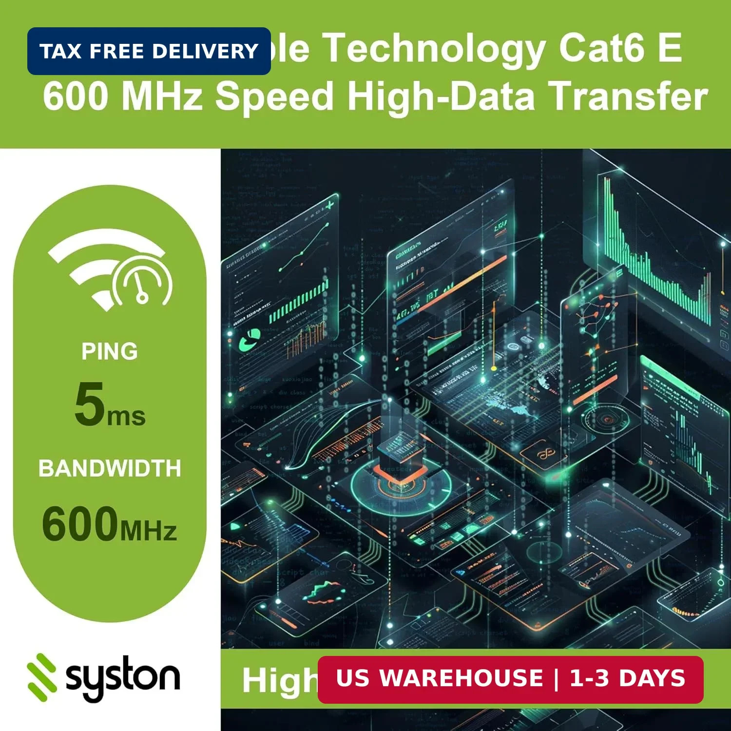 Syston Cable Technology Cat6(e) Ethernet Cable 23AWG 4 pr Solid Bare Copper Bulk