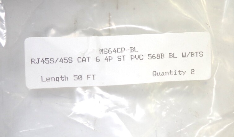 CABLE MASTER, MS64CP-BL, 50 FEET, CAT 6, 24 AWG, STRANDED,ANSI/TIA-568-C.2