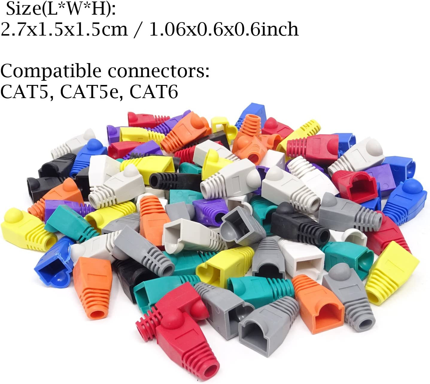 100 Pack Cat5E Cat6 RJ45 Ethernet Network Cable Strain Relief Boots Plug Cover