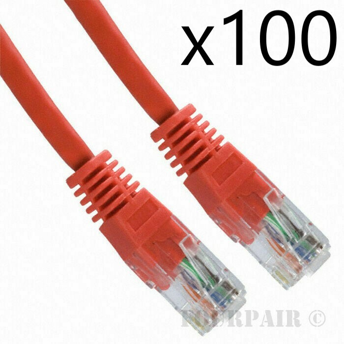100 Pack Lot – 1ft CAT5e Ethernet Network LAN Router Patch Cable Cord Wire Red