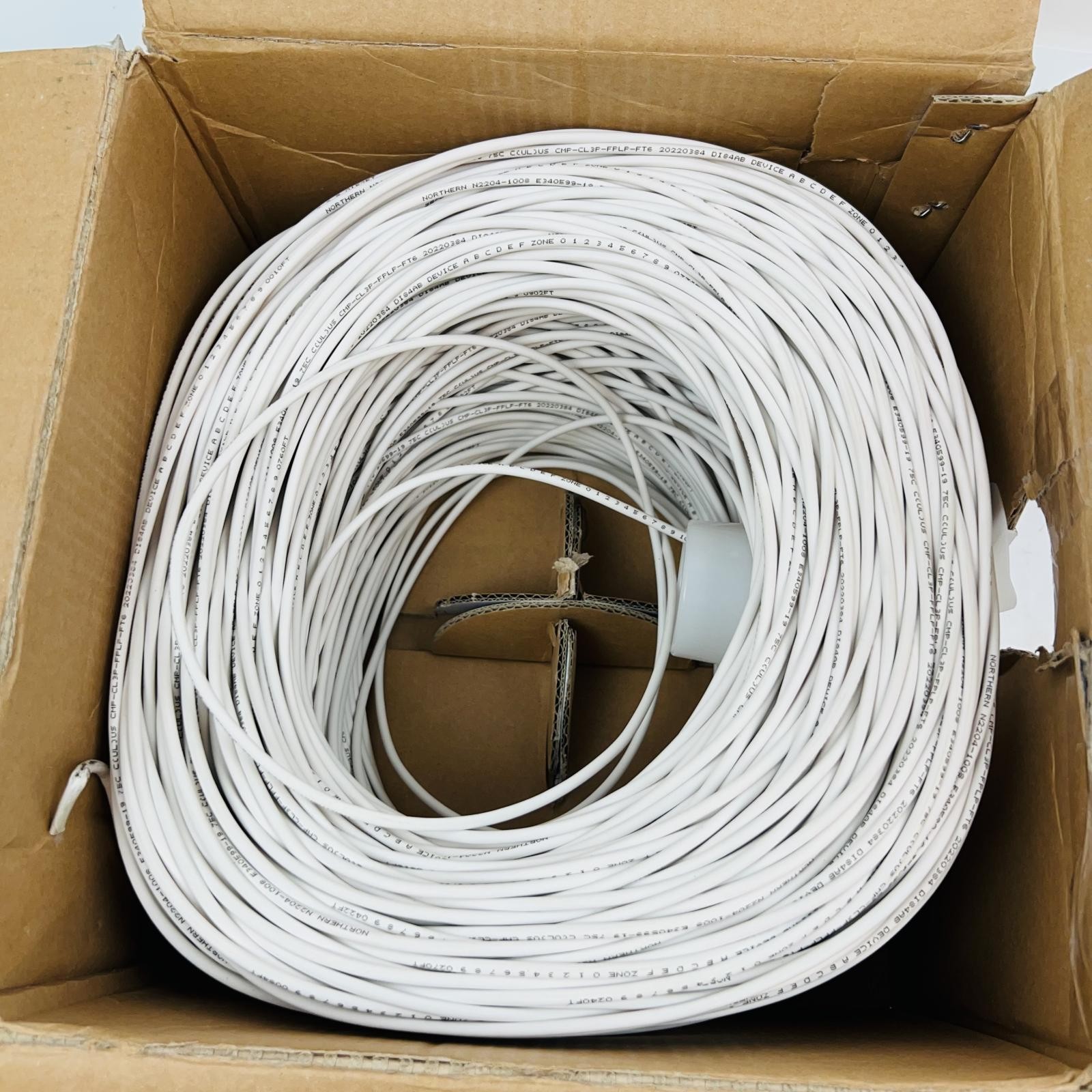 Northern 22AWG 4C STR CMP White Communication Cable, 1000ft Pull Box