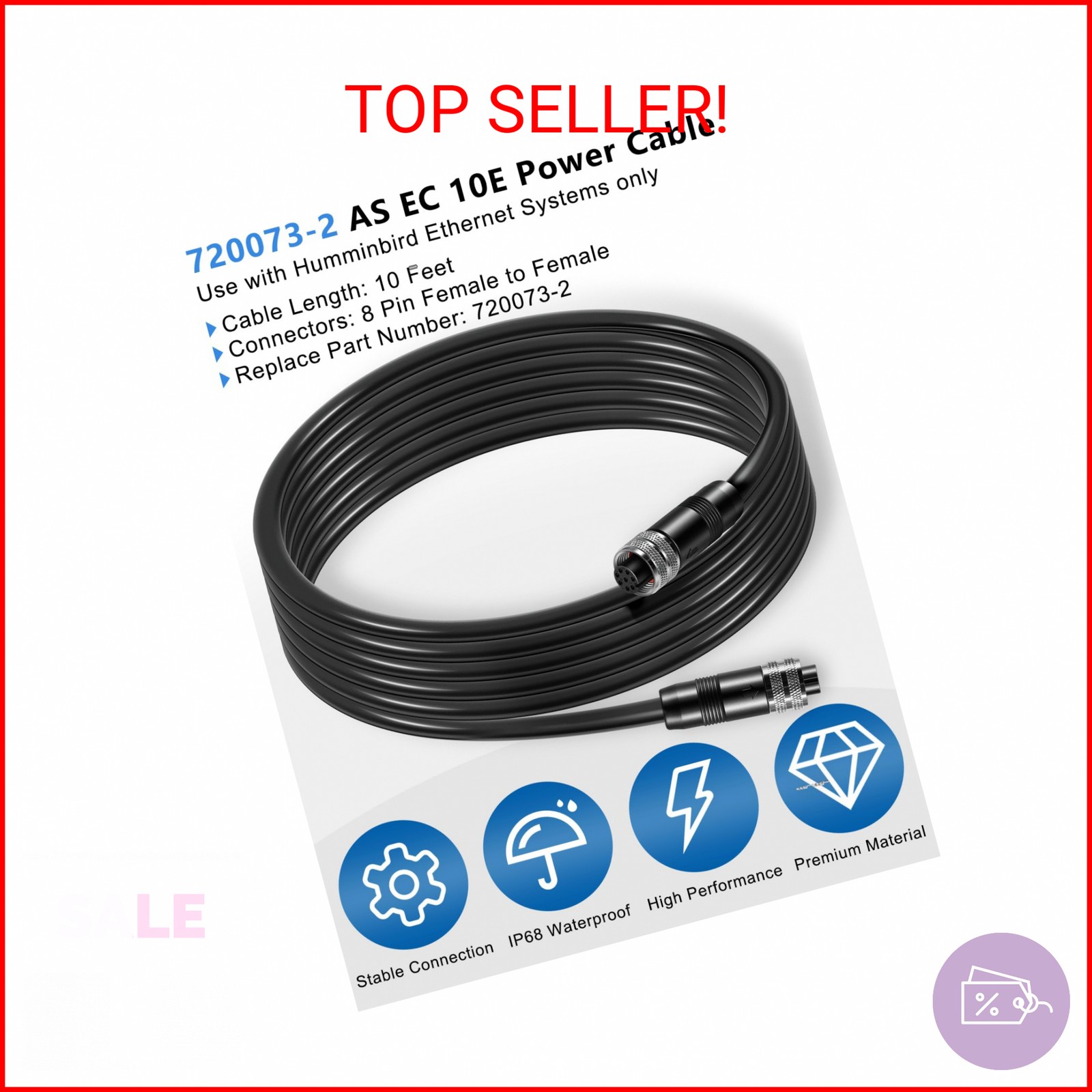 Replacement for Humminbird 720073-2 AS EC 10E Ethernet Cable,10 Feet Female to F