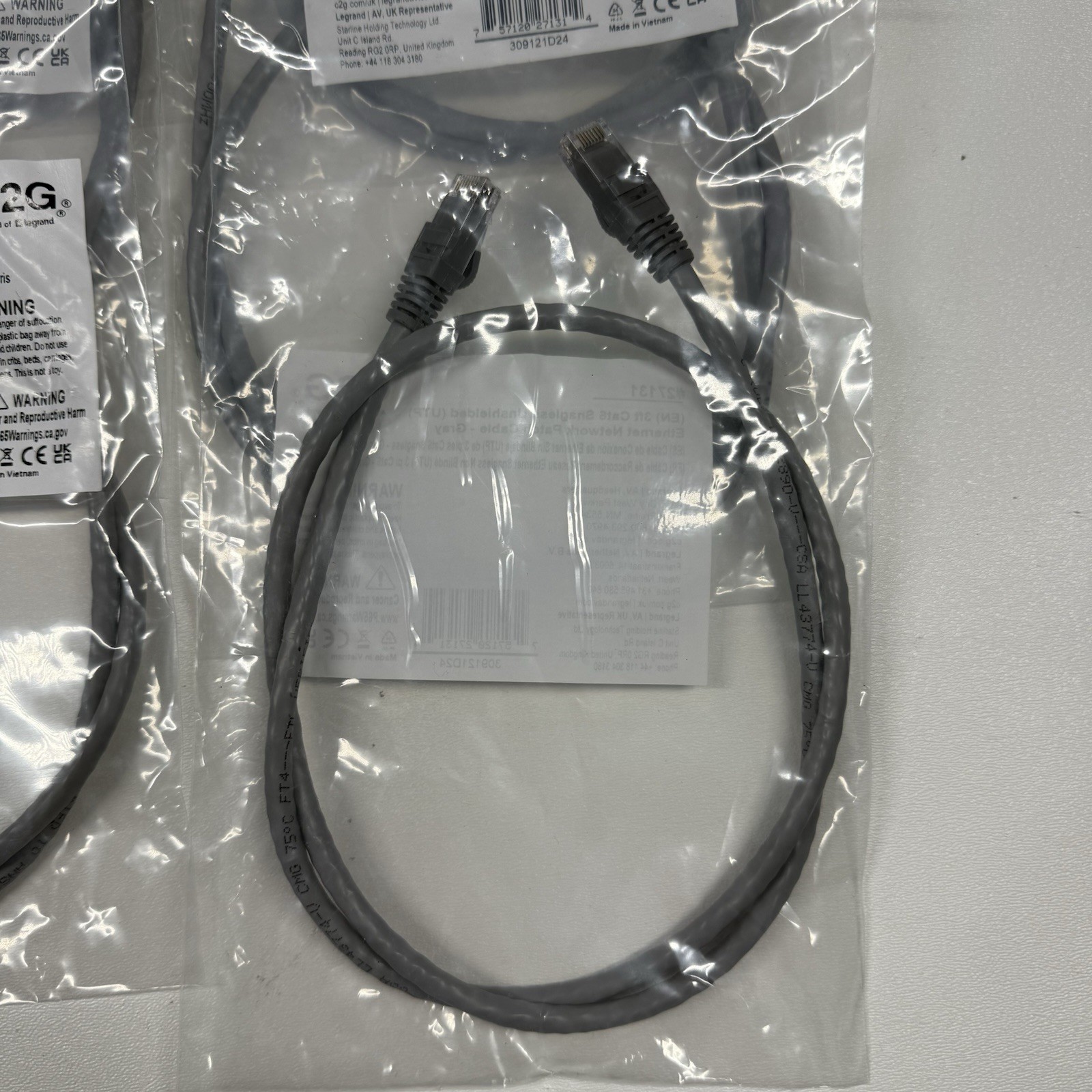 C2G 27131 3ft Cat6 Snagless Unshielded (UTP) Network Patch Cable Gray Lot of 12