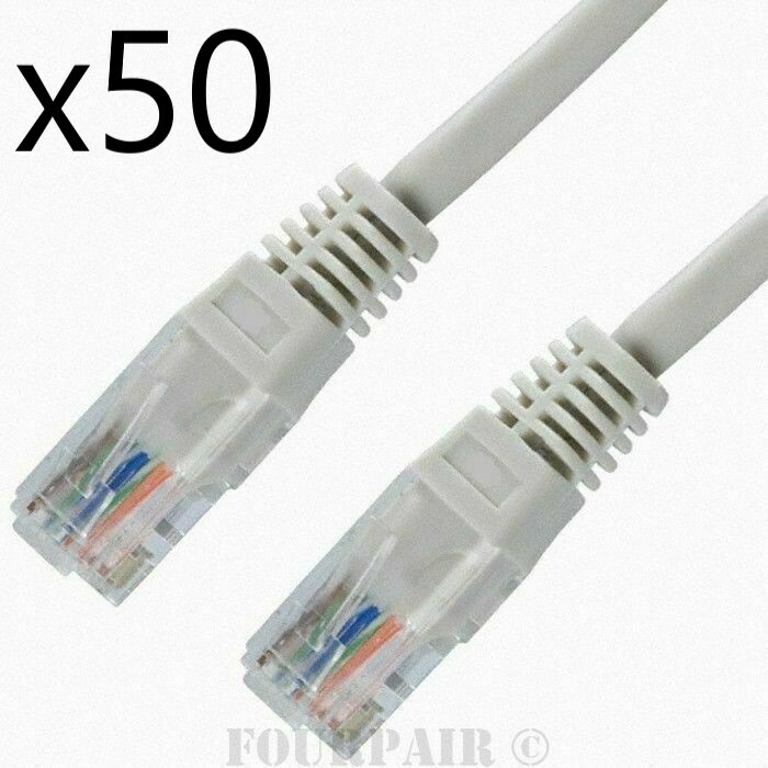 50 Pack Lot – 1ft CAT5e Ethernet Network LAN Router Patch Cable Cord Wire White