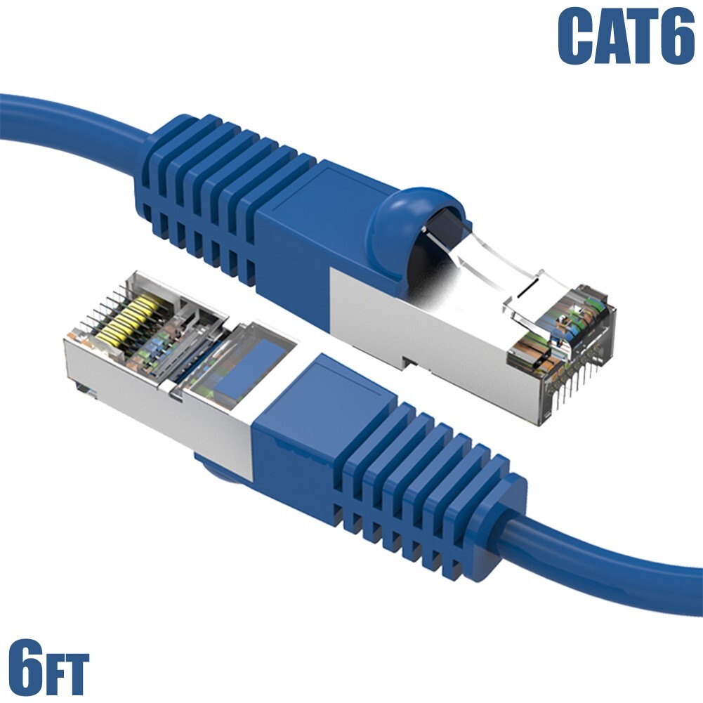 6FT Cat6 RJ45 LAN Network Ethernet Router SSTP Shielded Patch Cable 26AWG Blue
