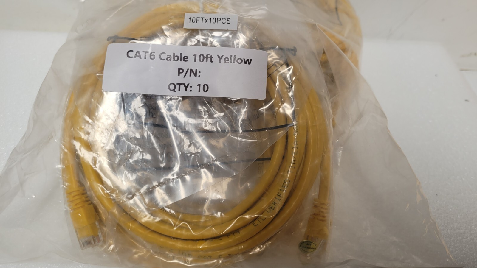 Pack of 10 Cat.6 UTP Booted Ethernet Patch Cable 10ft 50u Gold Plated RJ45 Plug