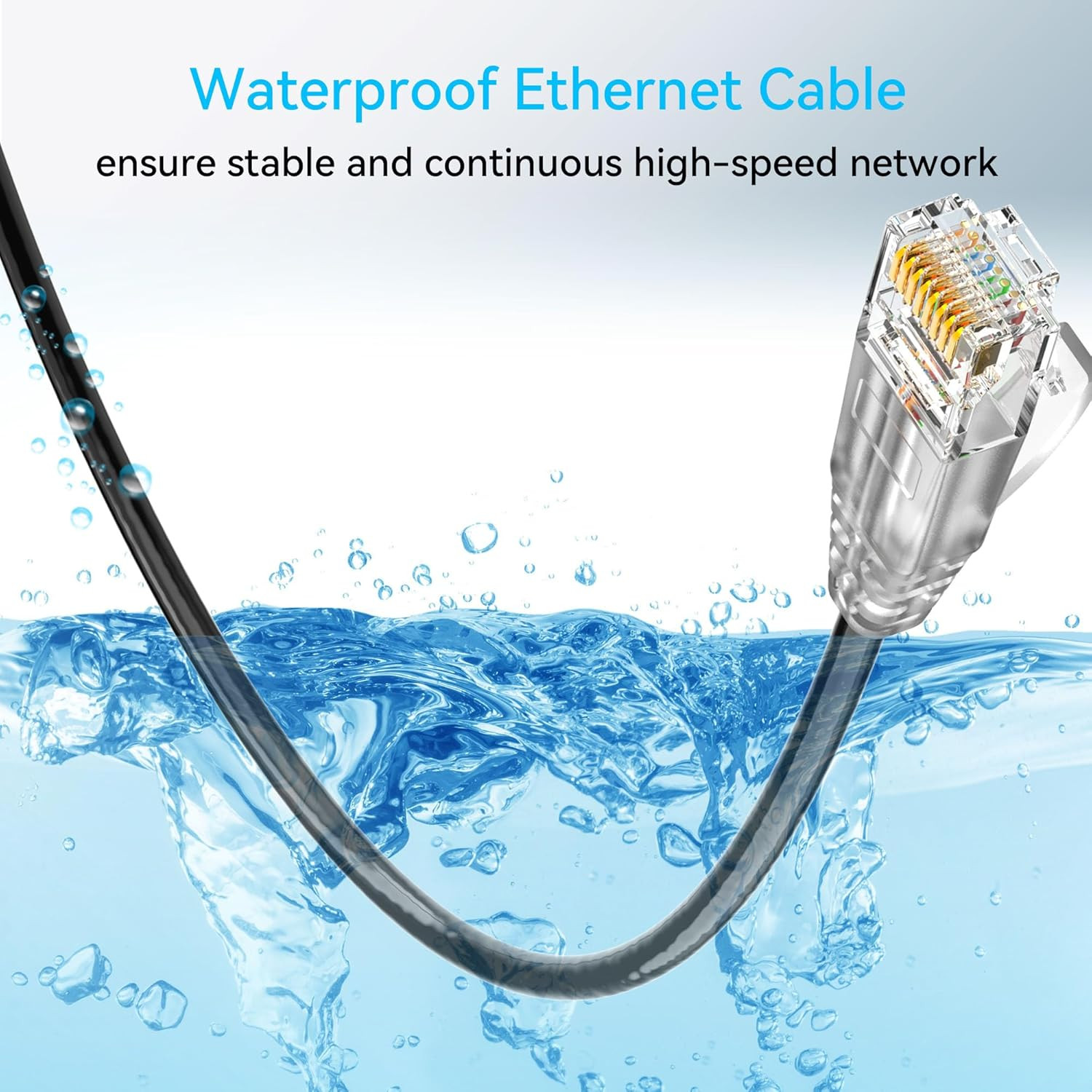 Cat6A Ethernet Cable Slim 100Ft Outdoor&Indoor, 28AWG Pure Copper Cat6 Internet