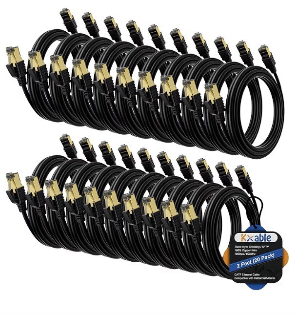 Cat 7 Ethernet Cable 2 Feet 20 Pack Multi Pack High Speed Internet Cord CAT7 …