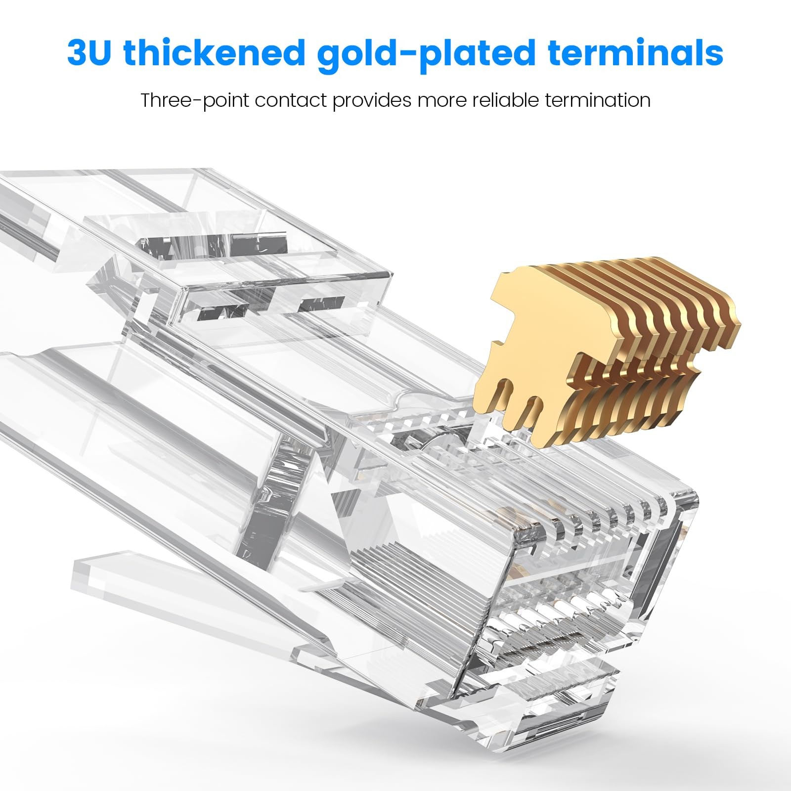 25 PCS RJ45 Cat6 Connectors Unshielded Modular Plug Solid Stranded UTP Cable