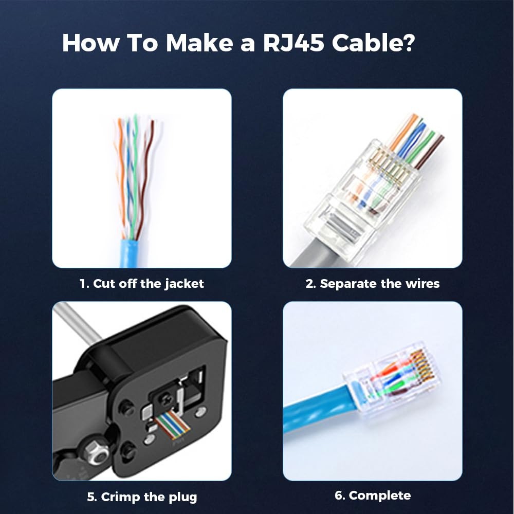 100 PCS RJ45 Cat5e Pass Through Connector Modular Plugs Solid Stranded UTP