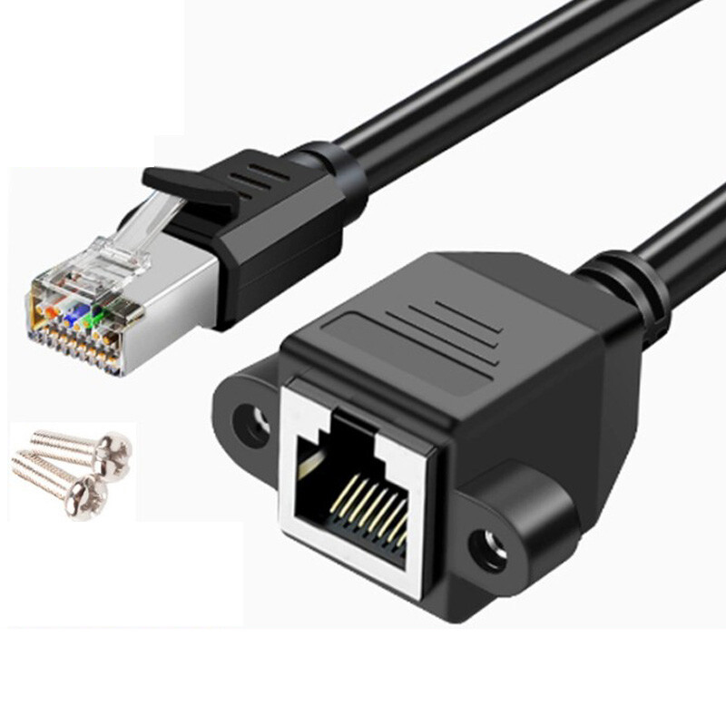 RJ45 Ethernet Extension Cable Male to Female Network Lead Cat5 With Panel Mount