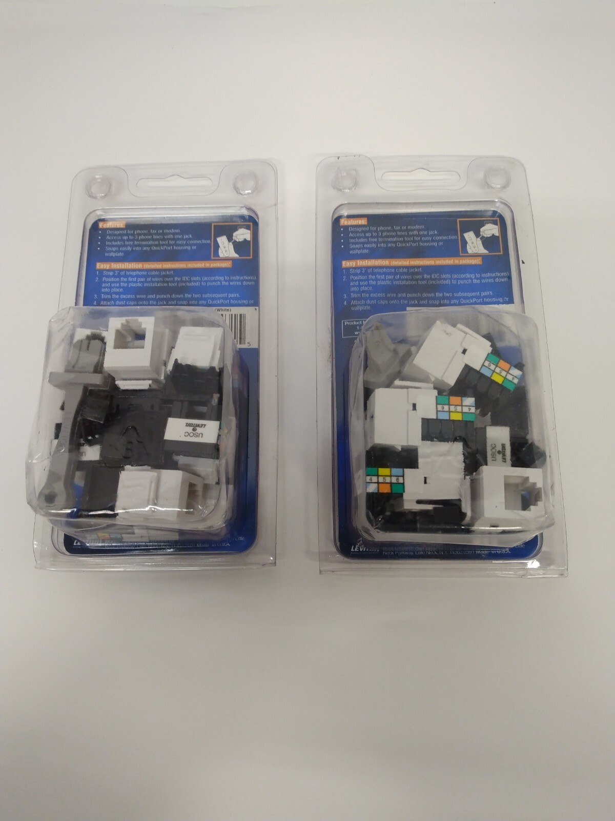 Lot of 2 ( 2x 10 Pack) Leviton Phone Voice Grade Jack Quickport M040-41106-White