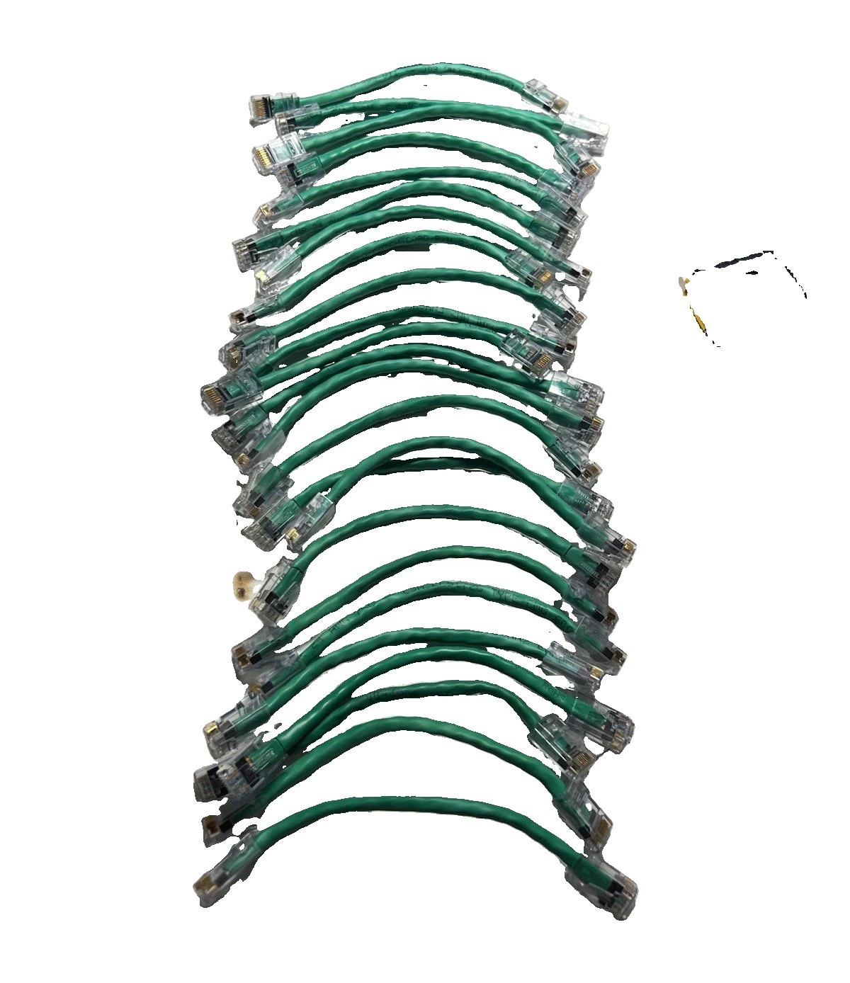 Lot of 24 Cat 6E Green Ethernet Patch Cable 6 in, RJ-45 Male to RJ-45 Male