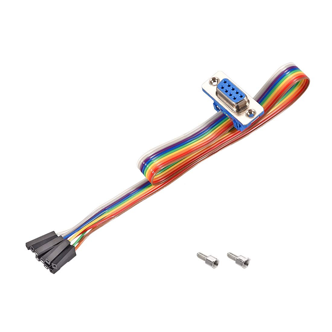 uxcell IDC Rainbow Wire Flat Ribbon Cable DB9 Female to 9P 34Pin 1.0mm Pitch