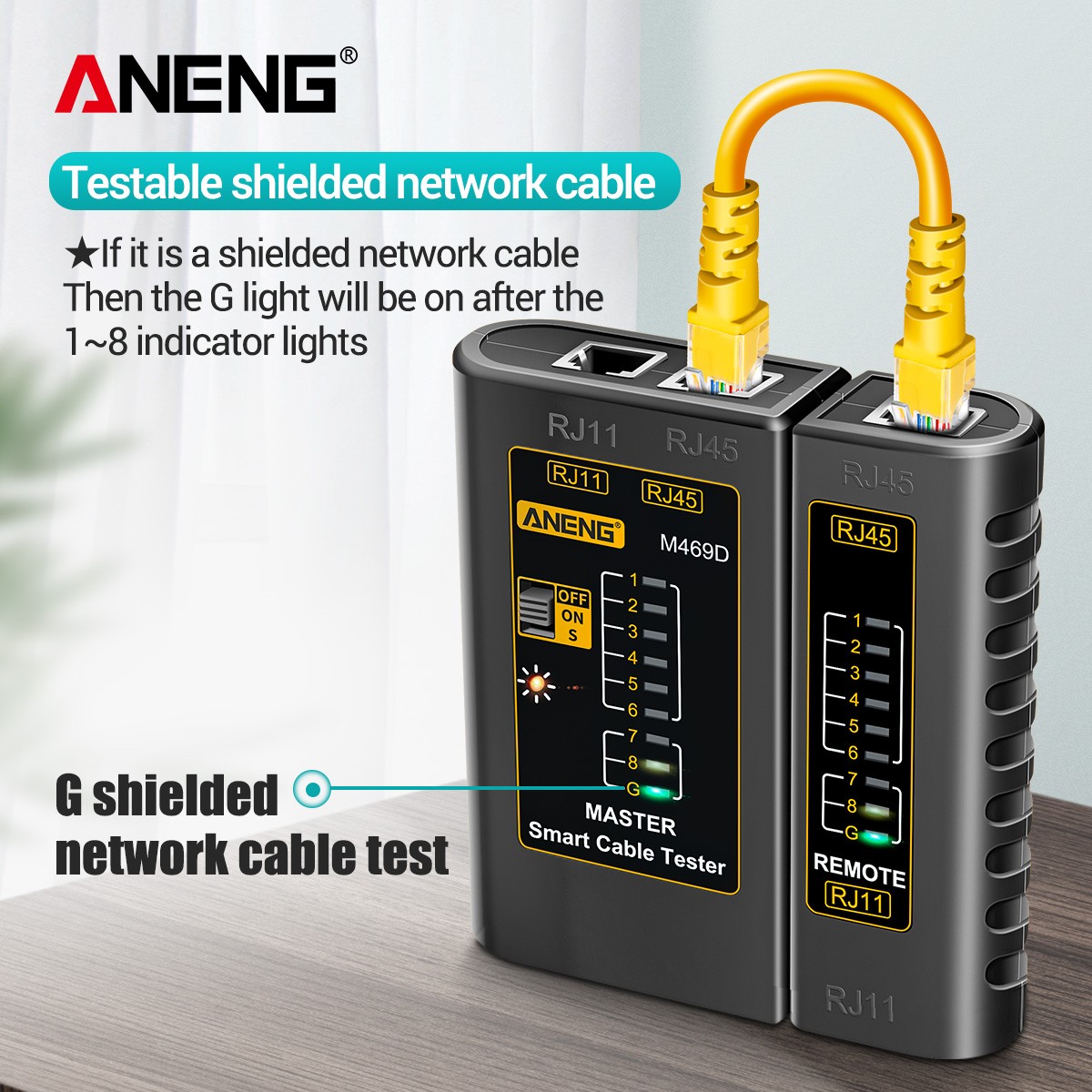 ANENG M469D RJ45 RJ11 Network Cable Tester LAN Telephone Line Detector Tracker