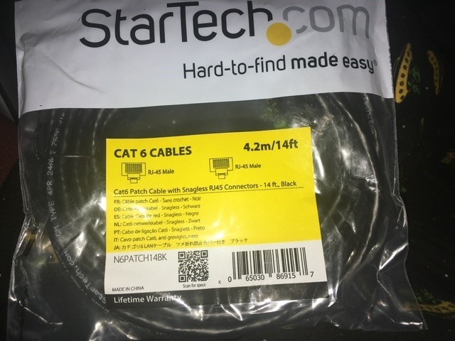 StarTech Cat6 Ethernet Network Patch Cable 14ft Black RJ45 Snagless N6PATCH14BK