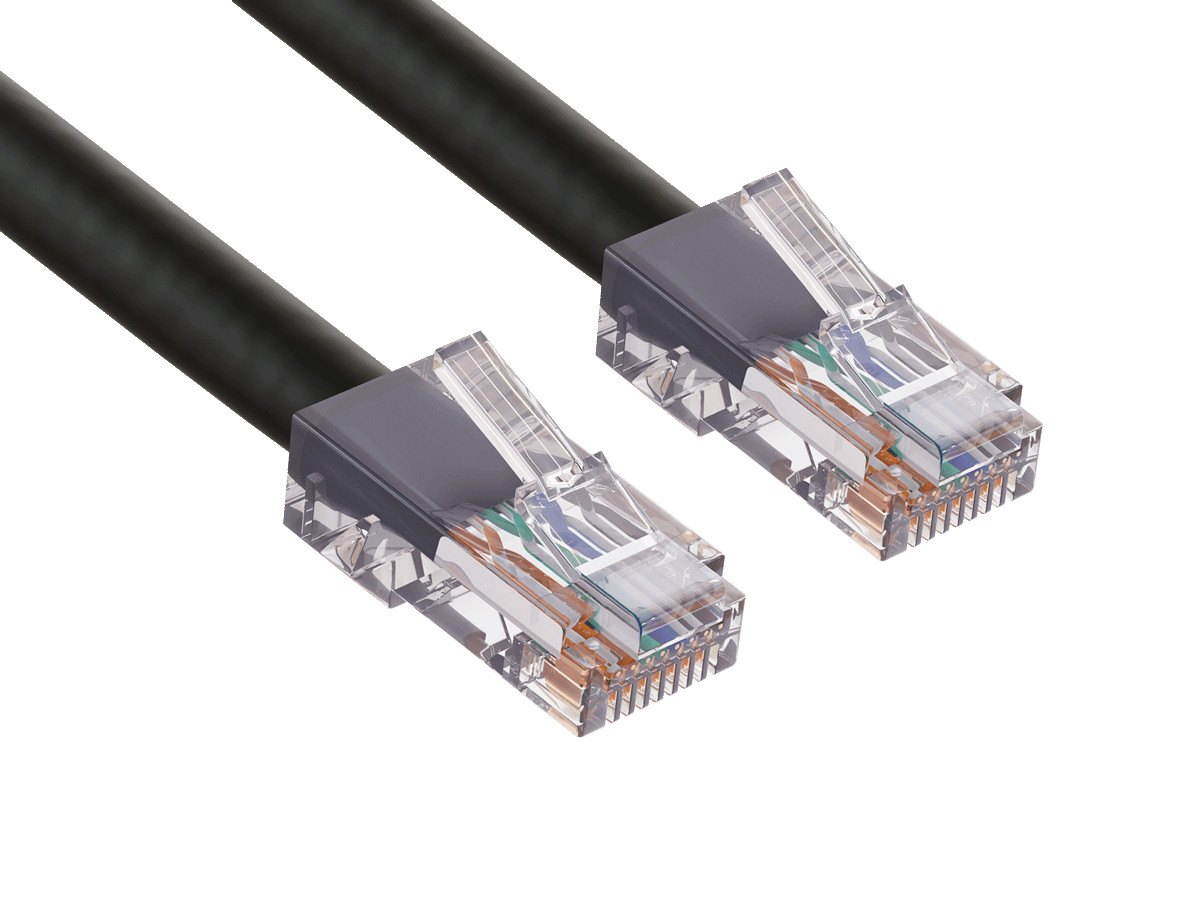 Cat6 UTP Assembled Patch Cable, Black – 1/2/3/5/7/10/14/25/30/50/75/100 ft